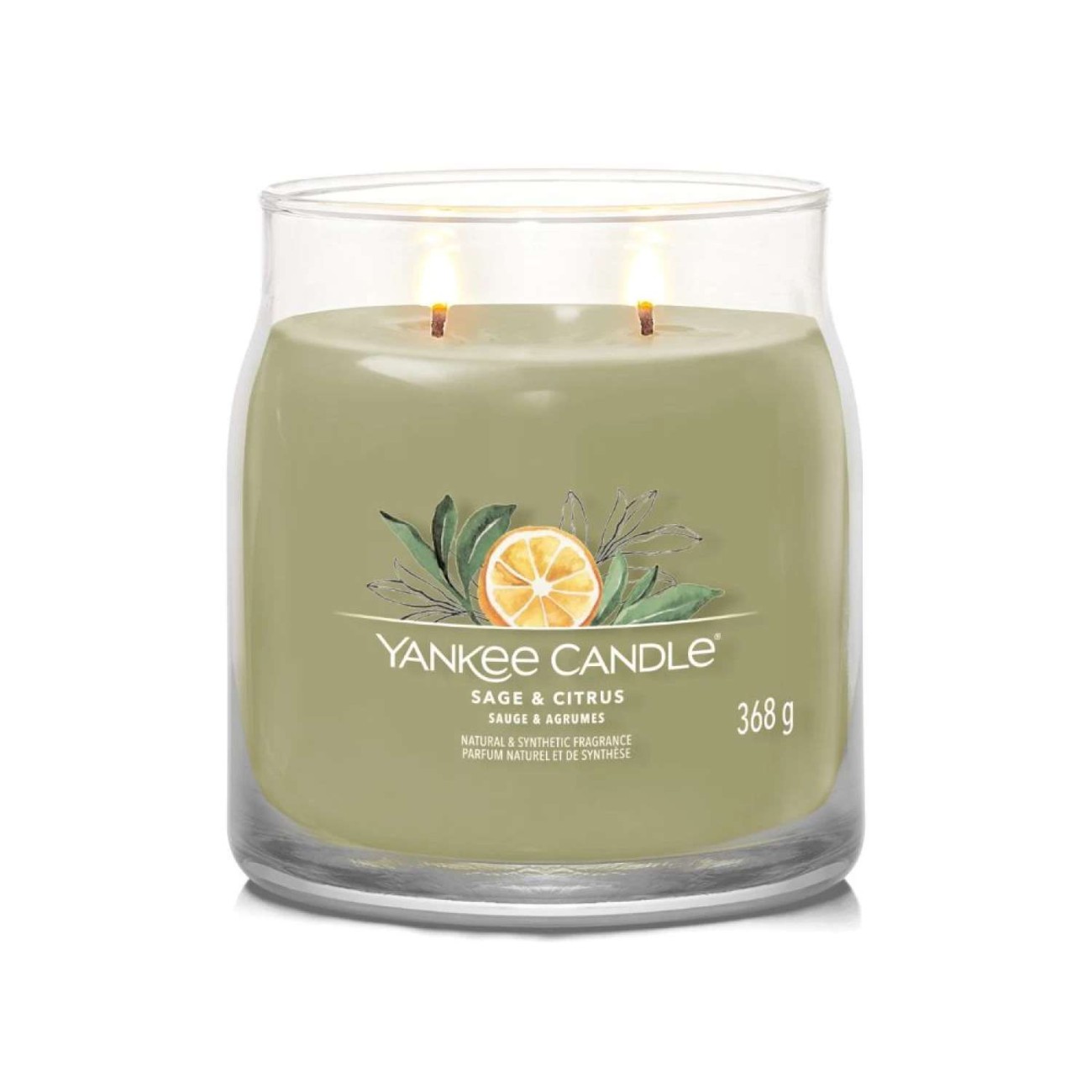 Yankee Candle Αρωματικό Κερί Signature σε Γυάλινο Δοχείο Medium σειρά Sage & citrus
 Γυάλινα δοχεία Yankee Candle