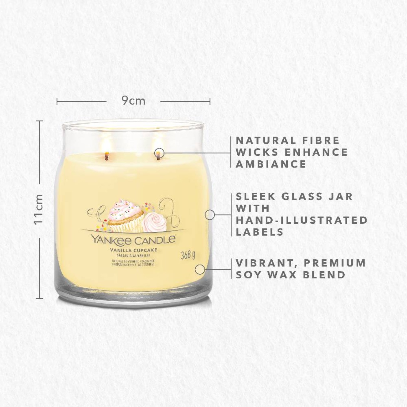Yankee Candle Αρωματικό Κερί Signature σε Γυάλινο Δοχείο Medium σειρά Vanilla Cupcake Γυάλινα δοχεία Yankee Candle