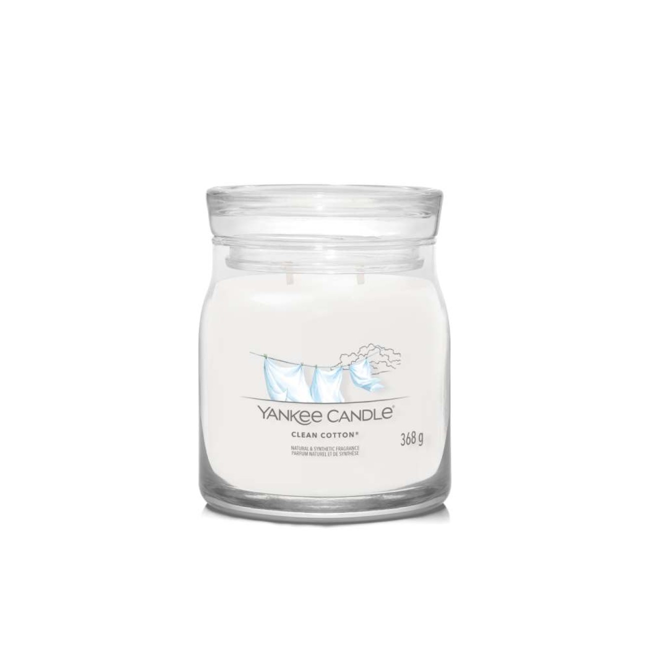 Yankee Candle Αρωματικό Κερί Signature σε Γυάλινο Δοχείο Medium σειρά Clean Cotton
 Γυάλινα δοχεία Yankee Candle