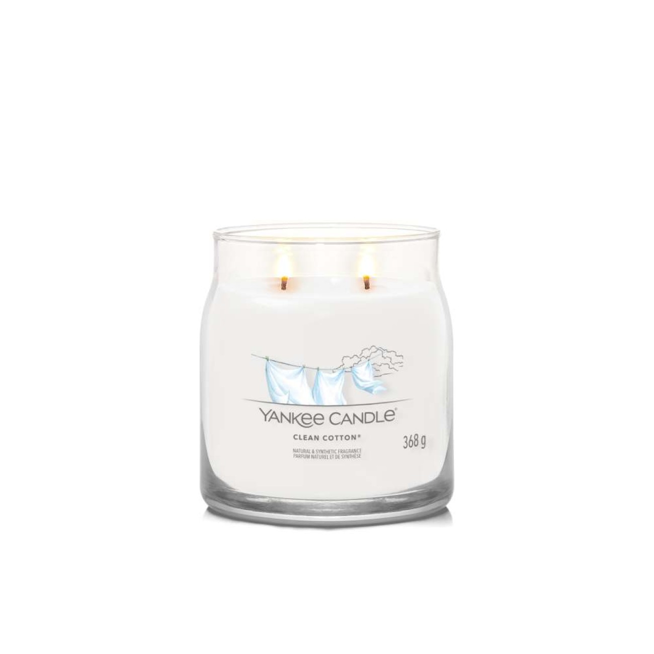 Yankee Candle Αρωματικό Κερί Signature σε Γυάλινο Δοχείο Medium σειρά Clean Cotton
 Γυάλινα δοχεία Yankee Candle