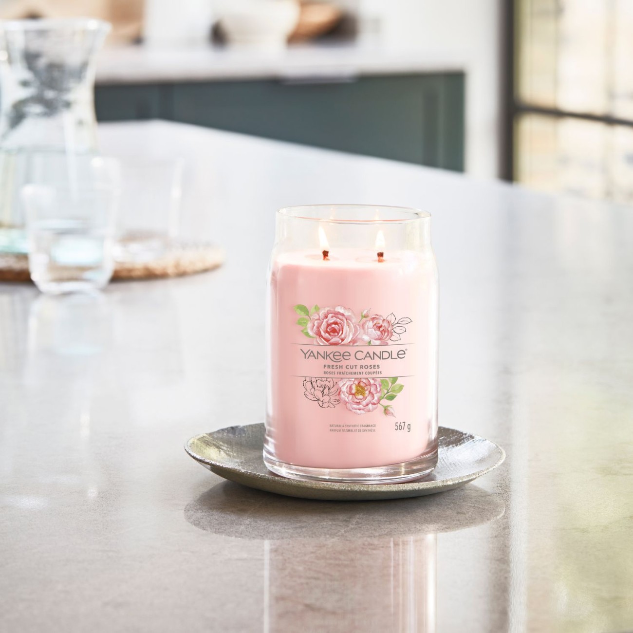 Yankee Candle Αρωματικό Κερί Signature σε Γυάλινο Δοχείο Large σειρά Fresh Cut Roses Αρωματικα Κεριά