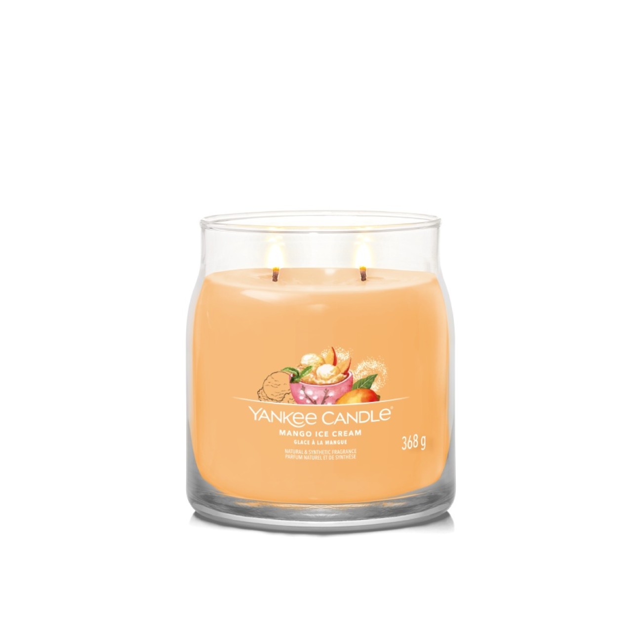 Yankee Candle Αρωματικό Κερί Signature σε Γυάλινο Δοχείο Medium σειρά Mango Ice cream 
 Γυάλινα δοχεία Yankee Candle