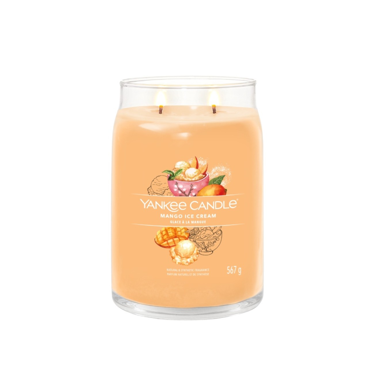 Yankee Candle Αρωματικό Κερί Signature σε Γυάλινο Δοχείο Large σειρά Mango Ice cream 
 Γυάλινα δοχεία Yankee Candle