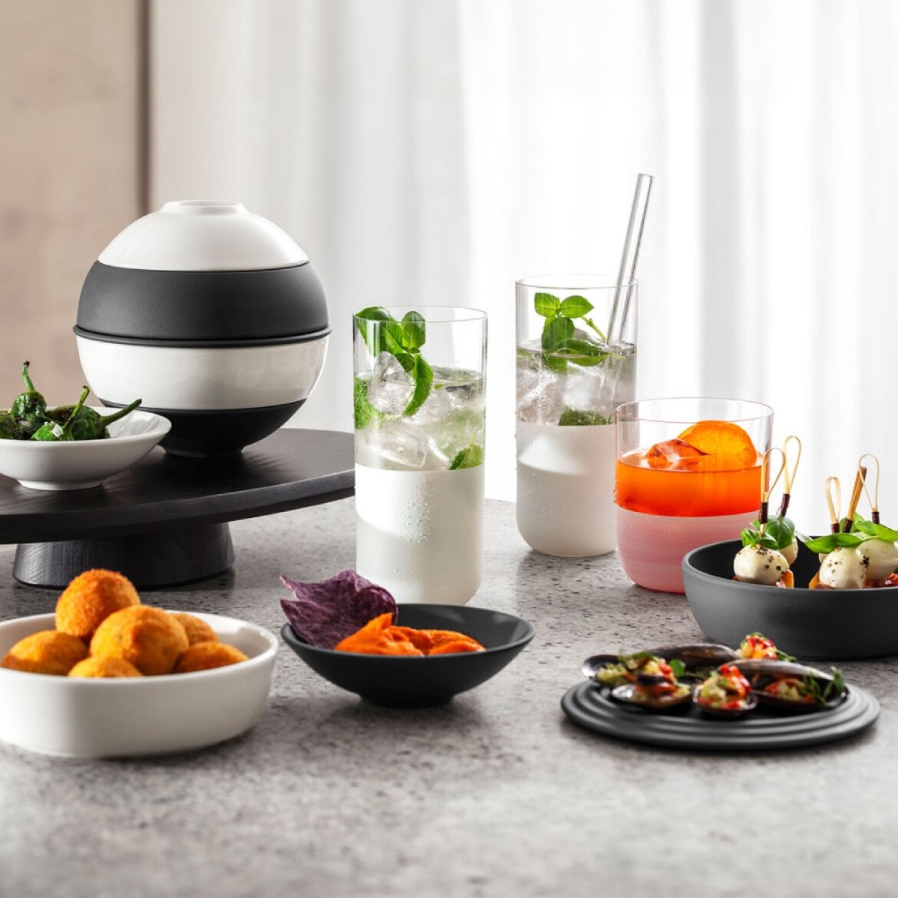 Villeroy & Boch Σετ 5 τεμ. La Petite Boule black&white σειρά Iconic Manufacture Rock by Villeroy & Boch