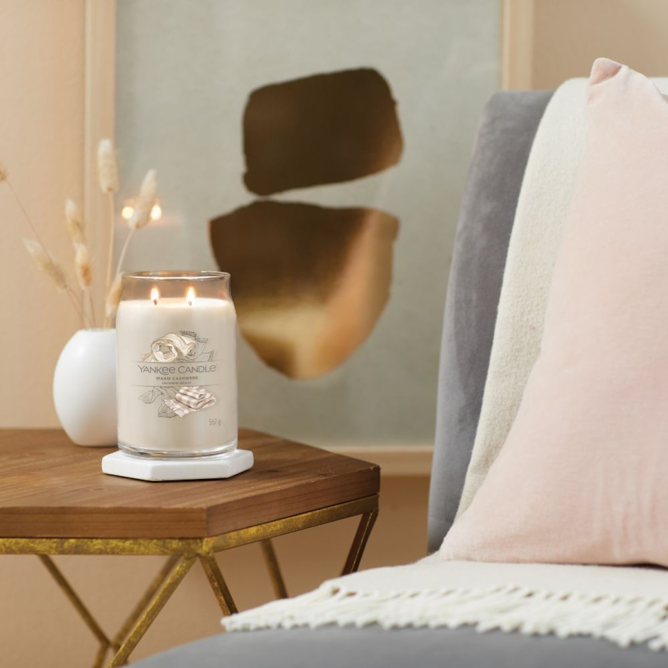 Yankee Candle Αρωματικό Κερί Signature σε Γυάλινο Δοχείο Large σειρά Warm cashmere
 Γυάλινα δοχεία Yankee Candle