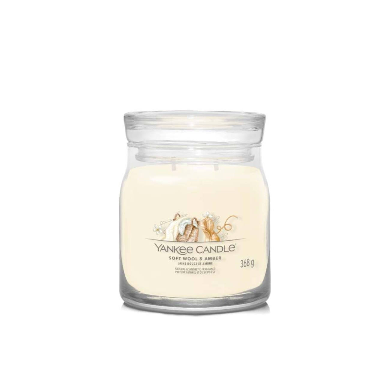 Yankee Candle Αρωματικό Κερί Signature σε Γυάλινο Δοχείο Medium σειρά Soft Wool & Amber
 Γυάλινα δοχεία Yankee Candle