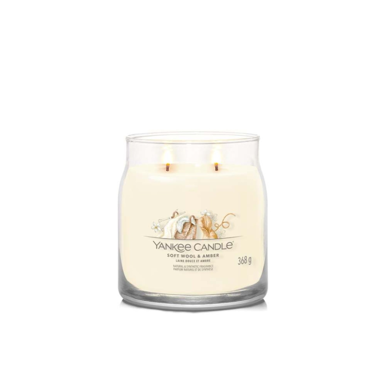 Yankee Candle Αρωματικό Κερί Signature σε Γυάλινο Δοχείο Medium σειρά Soft Wool & Amber
 Γυάλινα δοχεία Yankee Candle