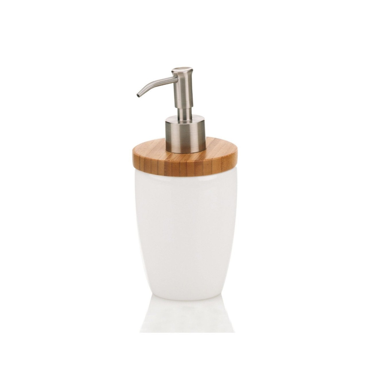 Kela Θήκη υγρού σαπουνιού Φ8x17,5cm/350ml κεραμικό & bamboo σειρά Natura Αξεσουάρ Μπάνιου