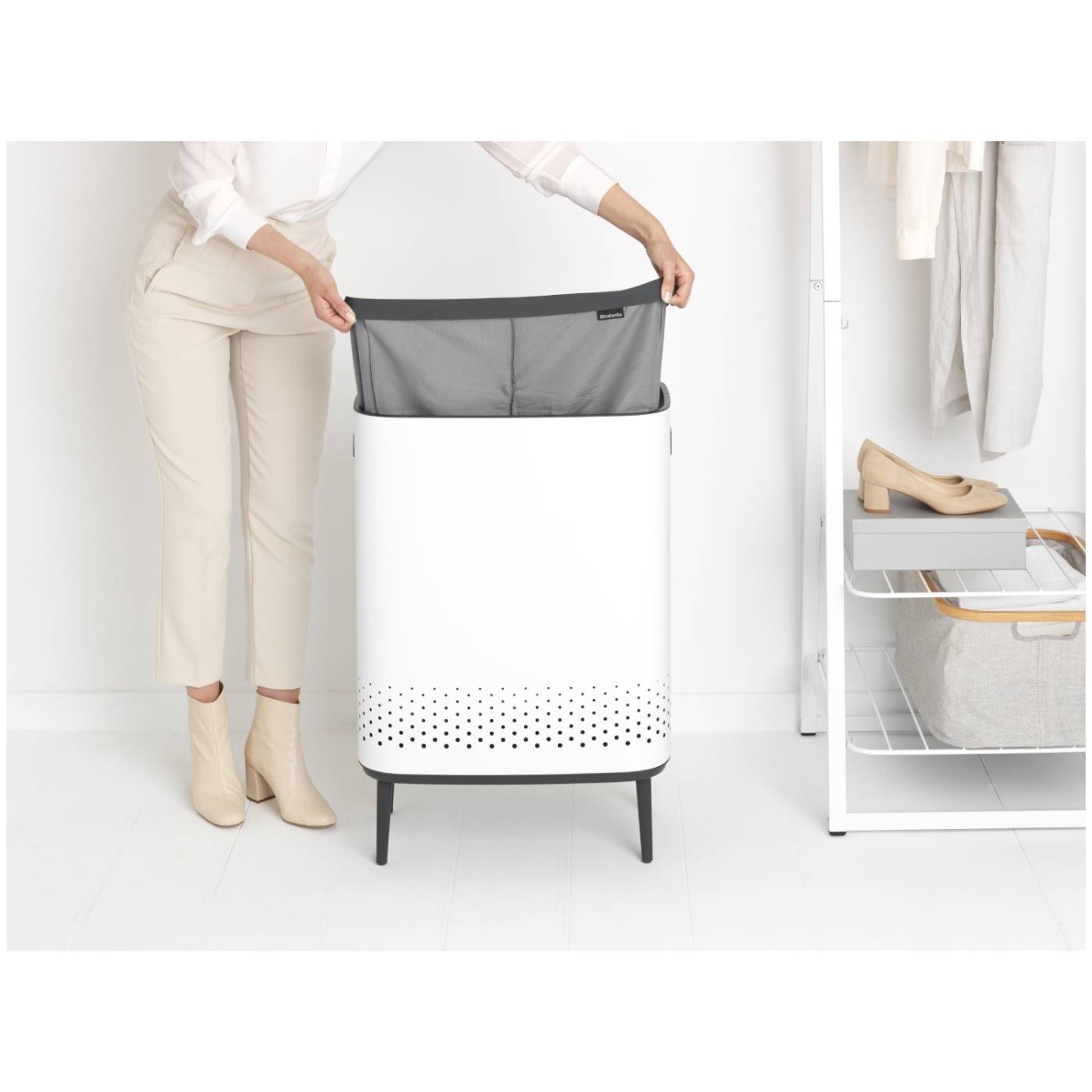 Brabantia Δοχείο για άπλυτα 2X45lt White σειρά BO Laundry bin HI Κάδοι απλύτων