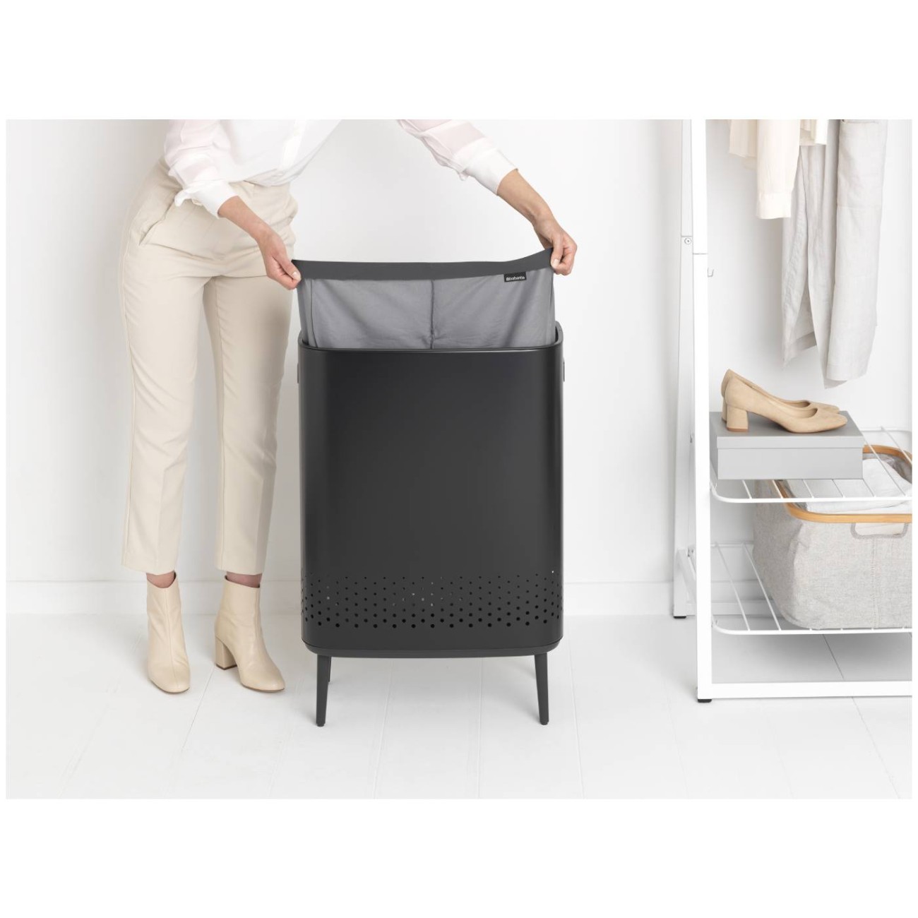 Brabantia Δοχείο για άπλυτα 2X45lt Matt Black σειρά BO Laundry bin HI Κάδοι απλύτων