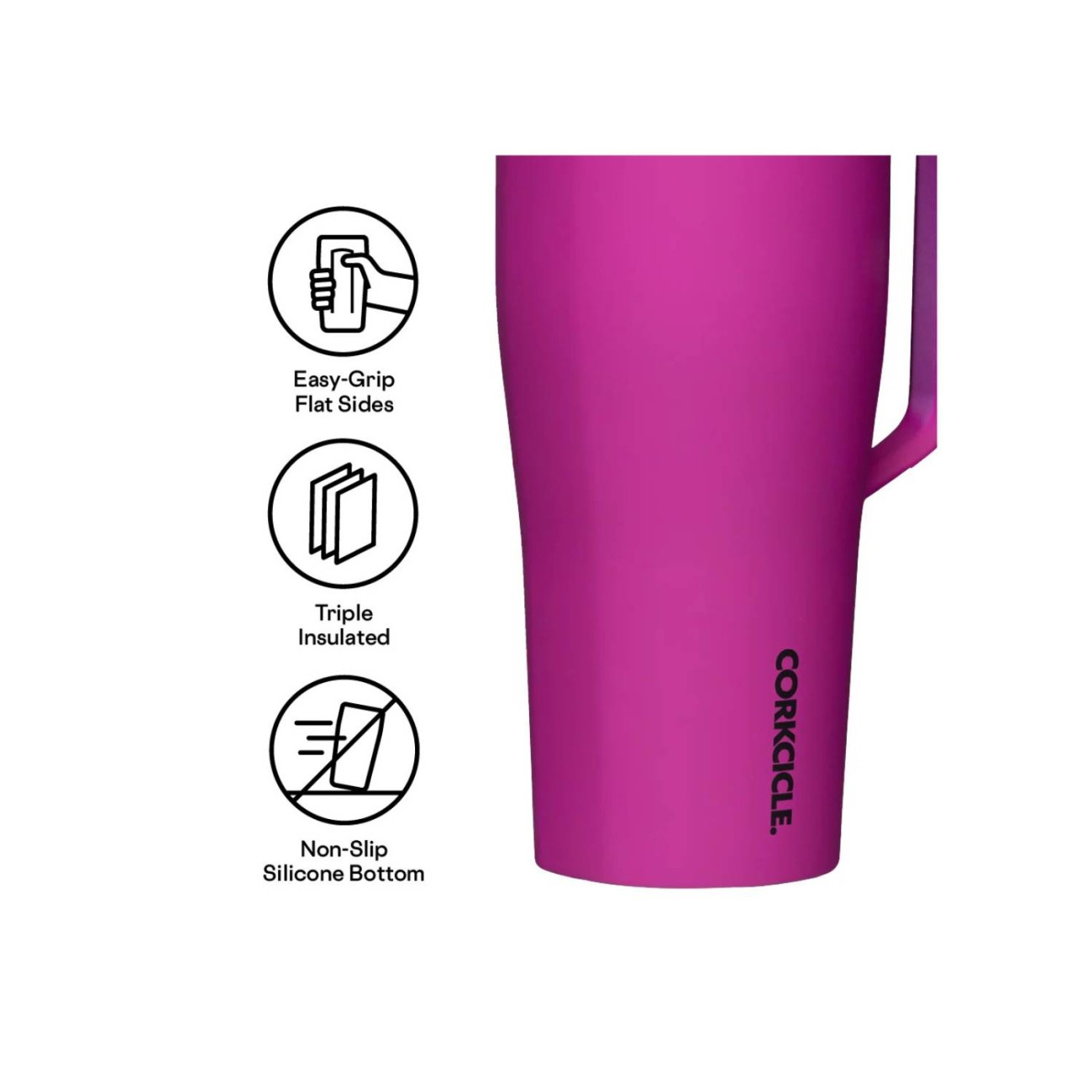 Corkcicle Ισοθερμική κούπα με καλαμάκι 890ML φούξια σειρά Cold Cup XL Θερμός Κανάτες/Κούπες