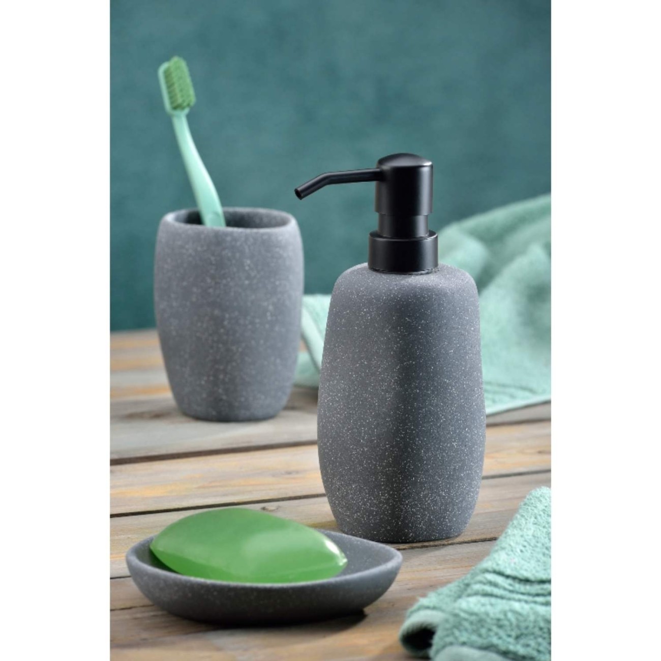 Kela Θήκη υγρού σαπουνιού Φ7,5x18cm/200ml γκρι Roda Αξεσουάρ Μπάνιου