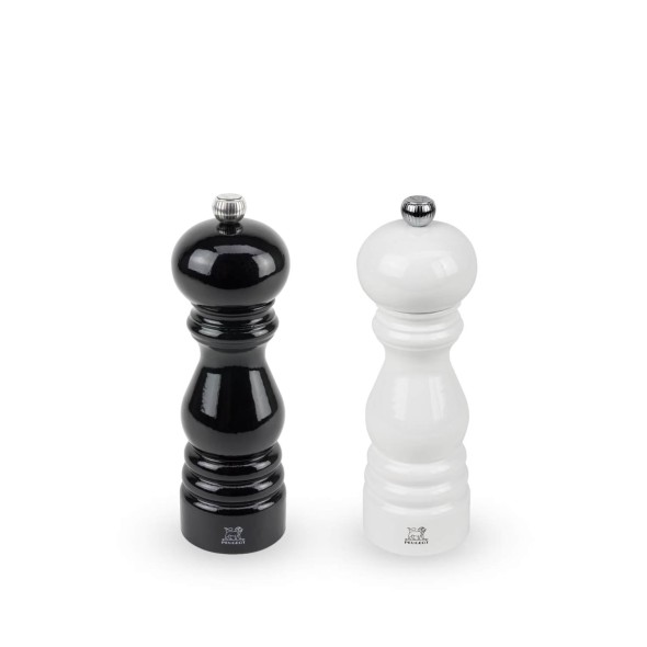 Peugeot Σετ 2 τεμ. μύλος πιπεριού & αλατιού 18 εκ. White & Black Lacquered σειρά Paris