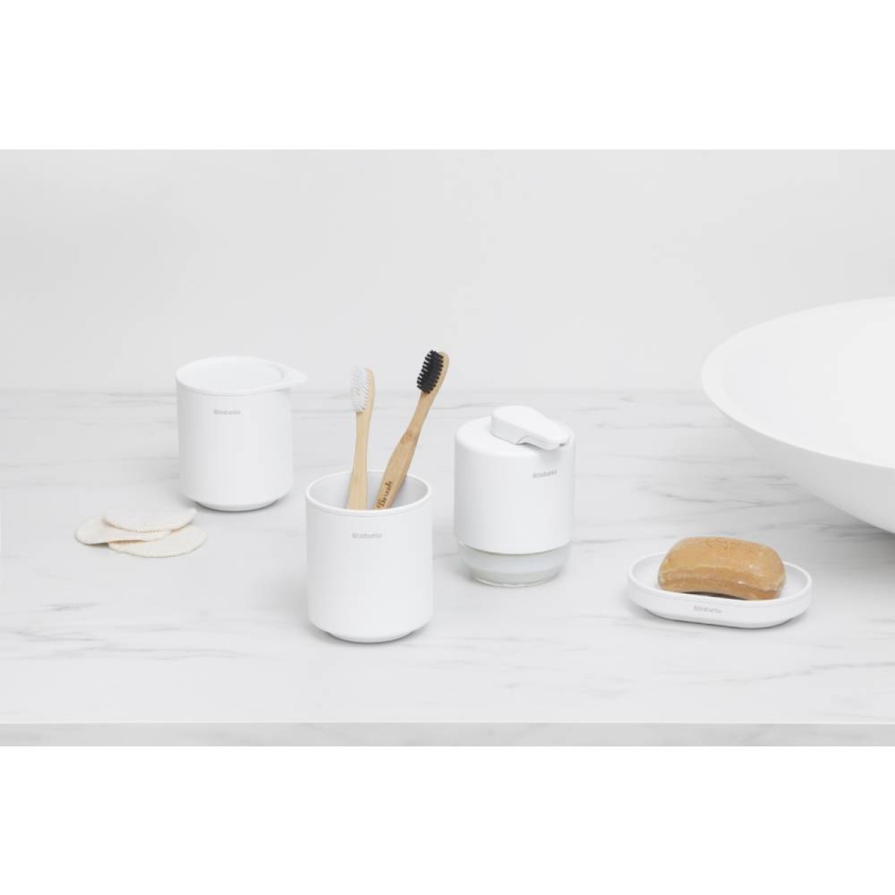 Brabantia Θήκη Οδοντόβουρτσας Dispenser Mineral Fresh White σειρά Mindset 
 Αξεσουάρ Μπάνιου