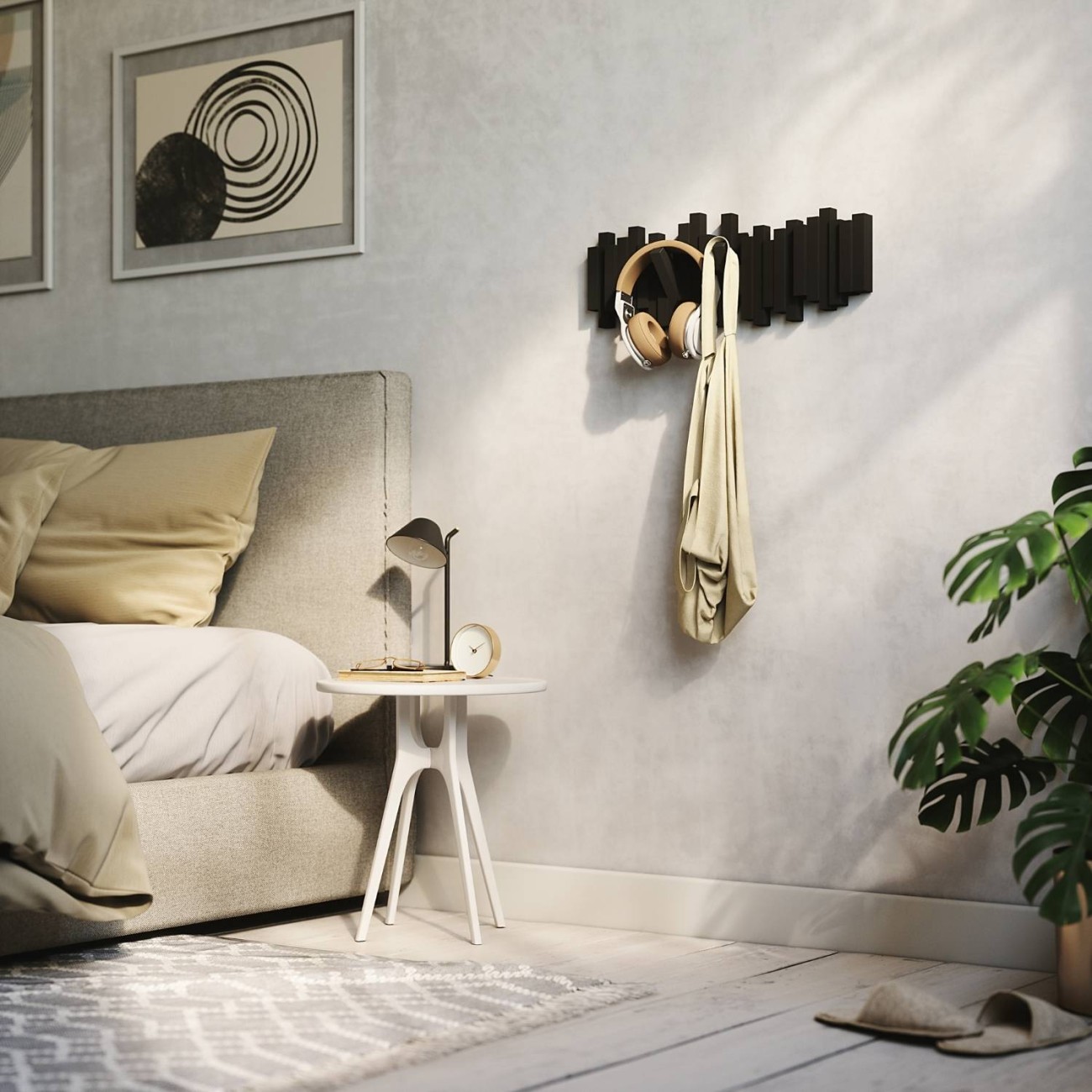 Umbra Κρεμάστρα τοίχου 50cm 5 θέσεων μαύρο σειρά Sticks Καλόγεροι