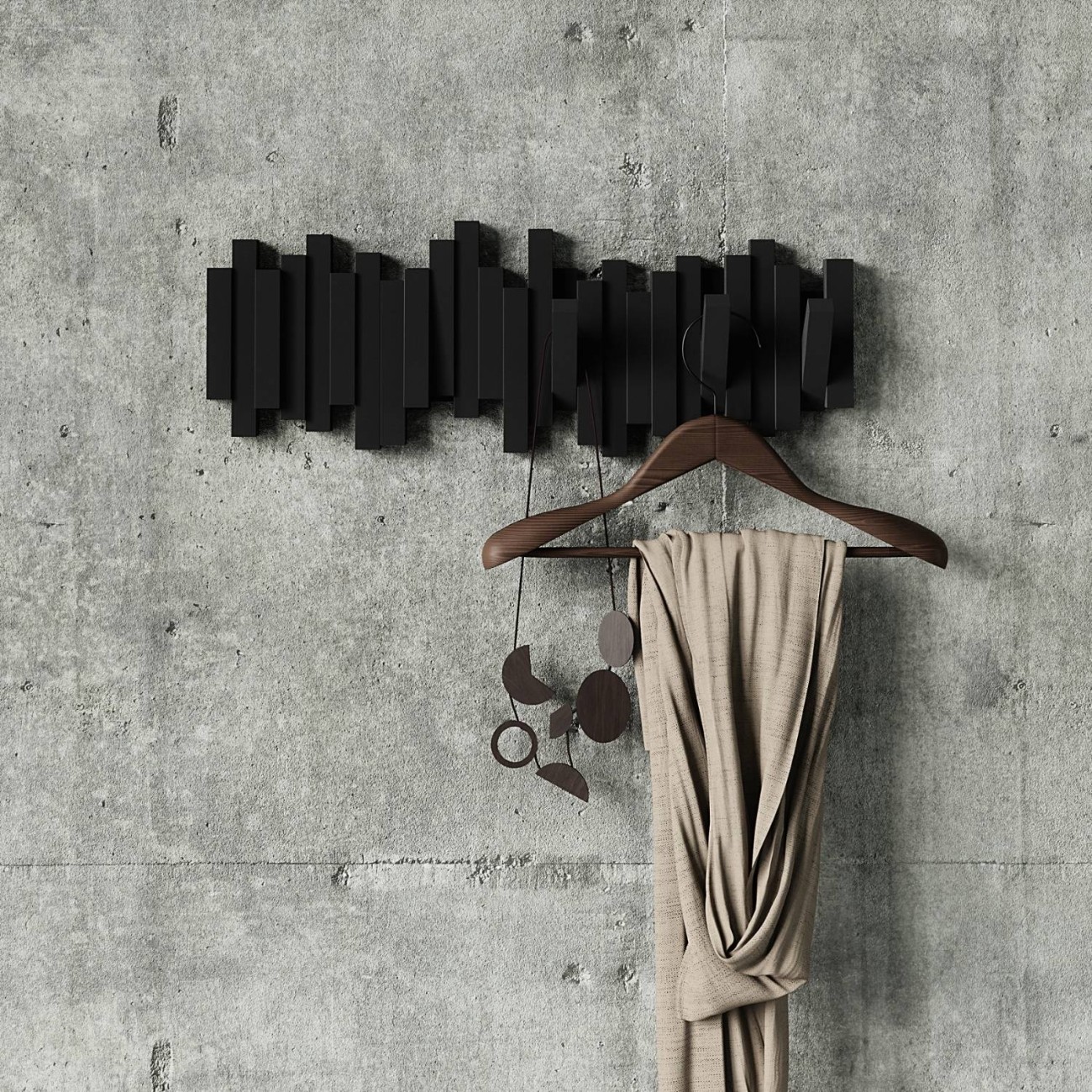 Umbra Κρεμάστρα τοίχου 50cm 5 θέσεων μαύρο σειρά Sticks Καλόγεροι