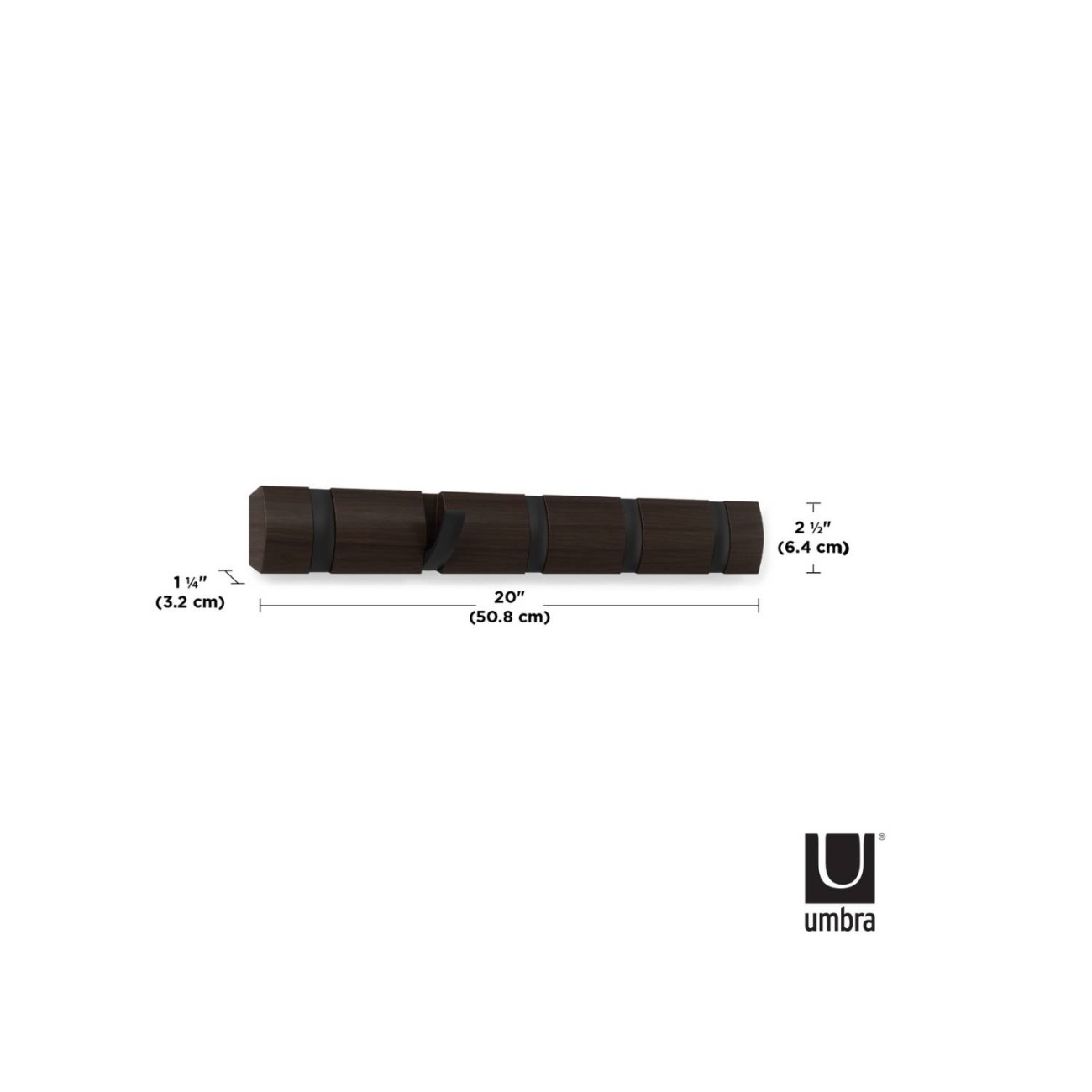 Umbra Κρεμάστρα τοίχου 51cm 5 θέσεων καρυδί σειρά Flip Καλόγεροι