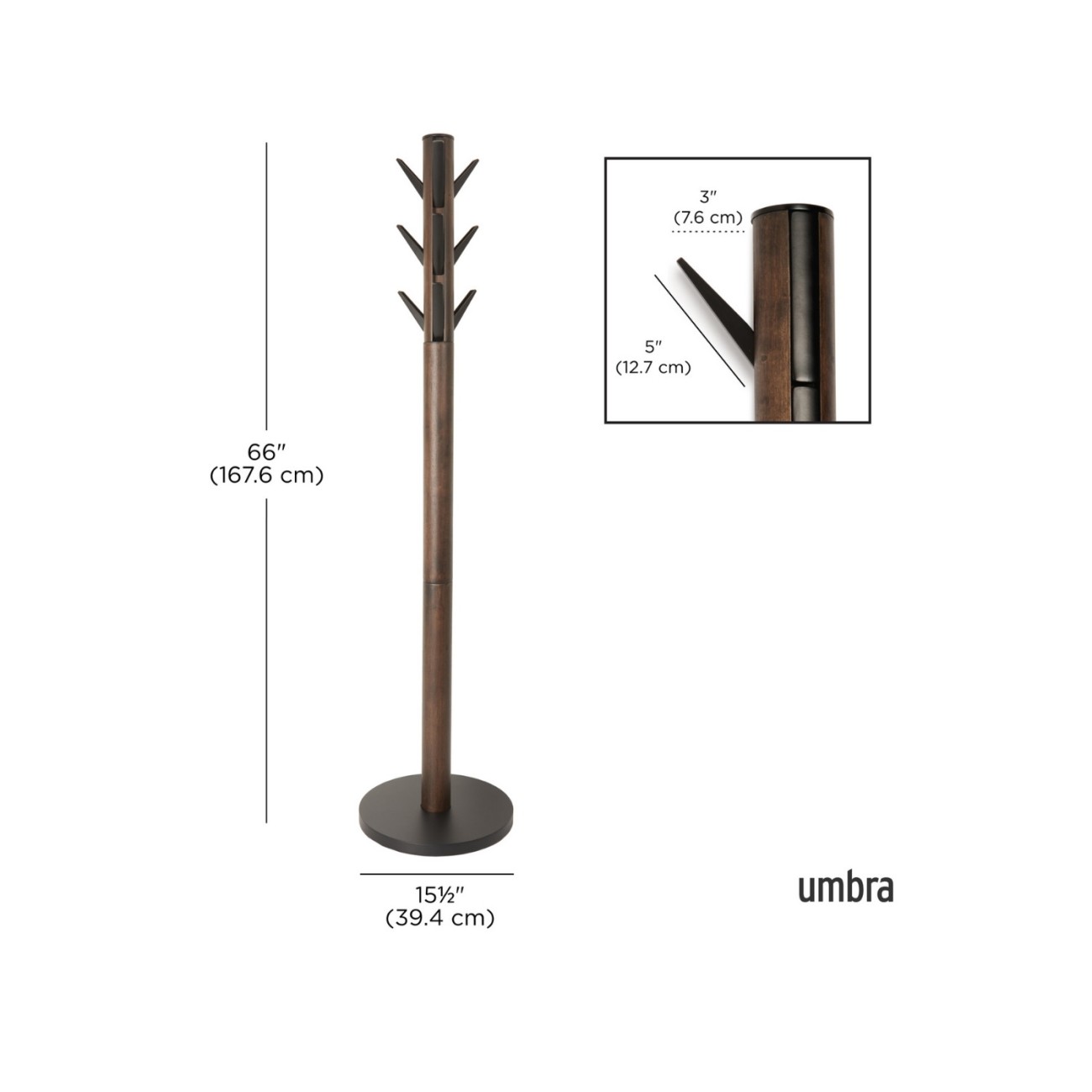 Umbra Καλόγερος 168cm μαύρο/καρυδί σειρά Flapper Καλόγεροι