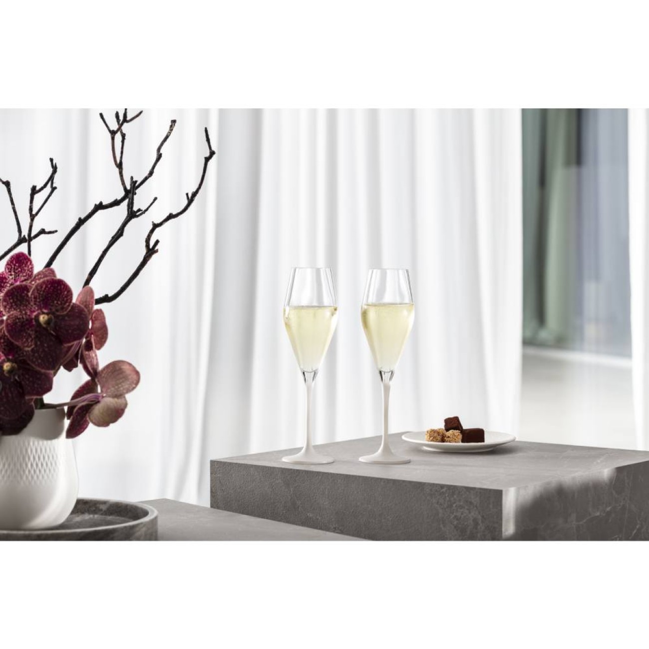 Villeroy & Boch Σετ 4 τεμ. ποτήρι ούζου/σαμπάνιας 0,26 λτ., λευκό πόδι σειρά Manufacture Rock Blanc Manufacture Rock by Villeroy & Boch
