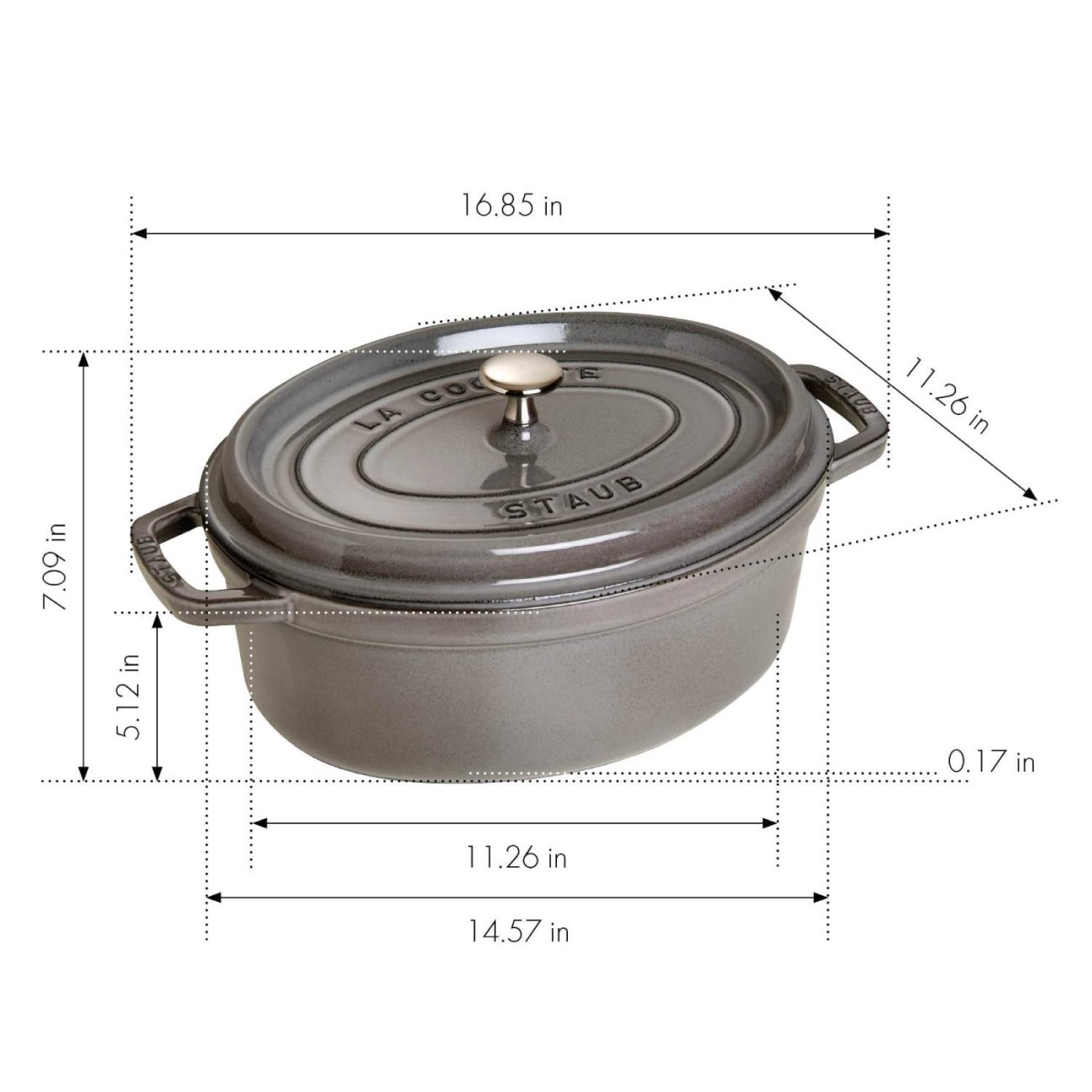 Staub Σκεύος οβάλ 37 εκ./8,0 λτ. σειρά Graphite Grey Γάστρες