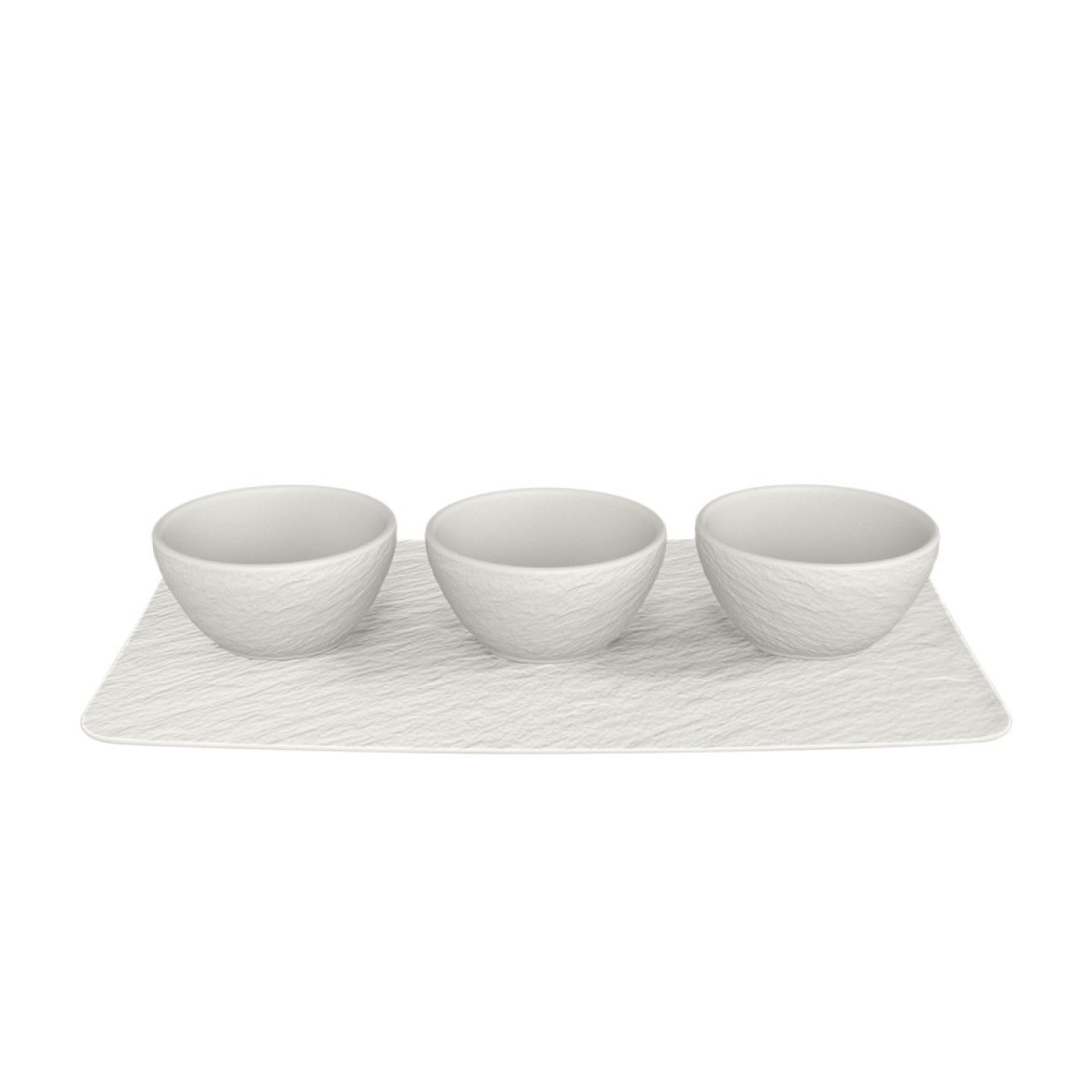 Villeroy & Boch Μπωλ dip σετ 3 τεμ. με δίσκο σειρά Manufacture Rock Blanc 
 Manufacture Rock by Villeroy & Boch