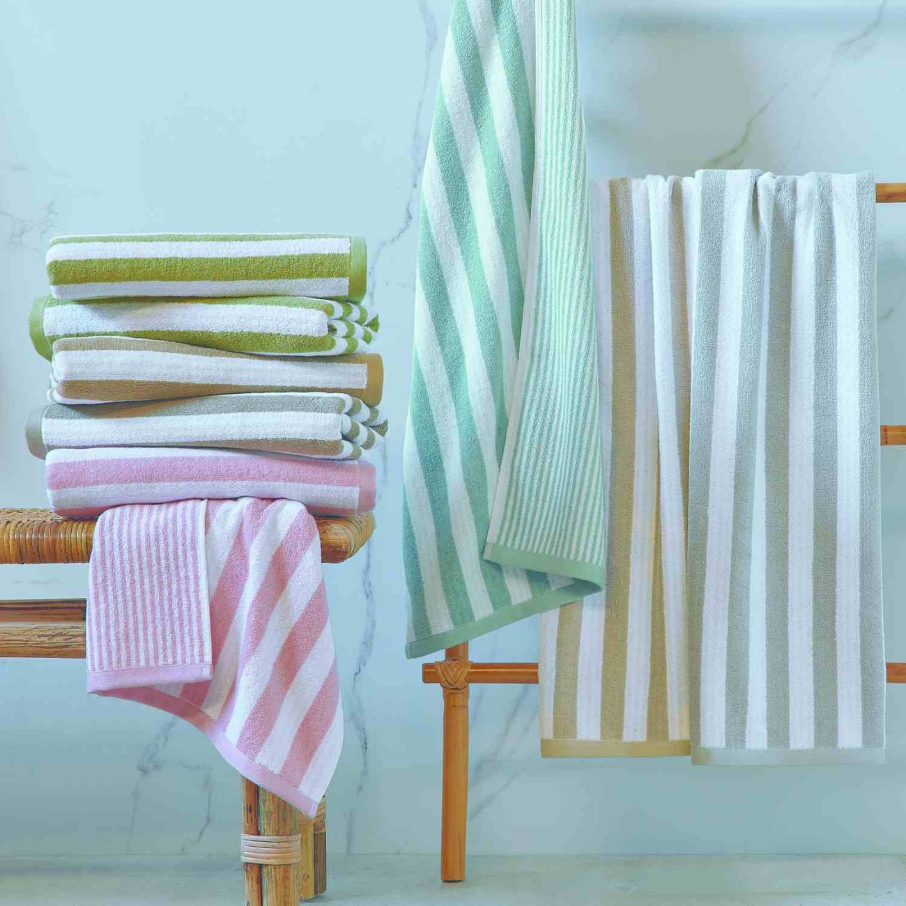 Lasa Home Πετσέτα διπλής όψης προσώπου 50Χ100εκ. πράσινο σειρά Efficience Stripes Πετσέτες
