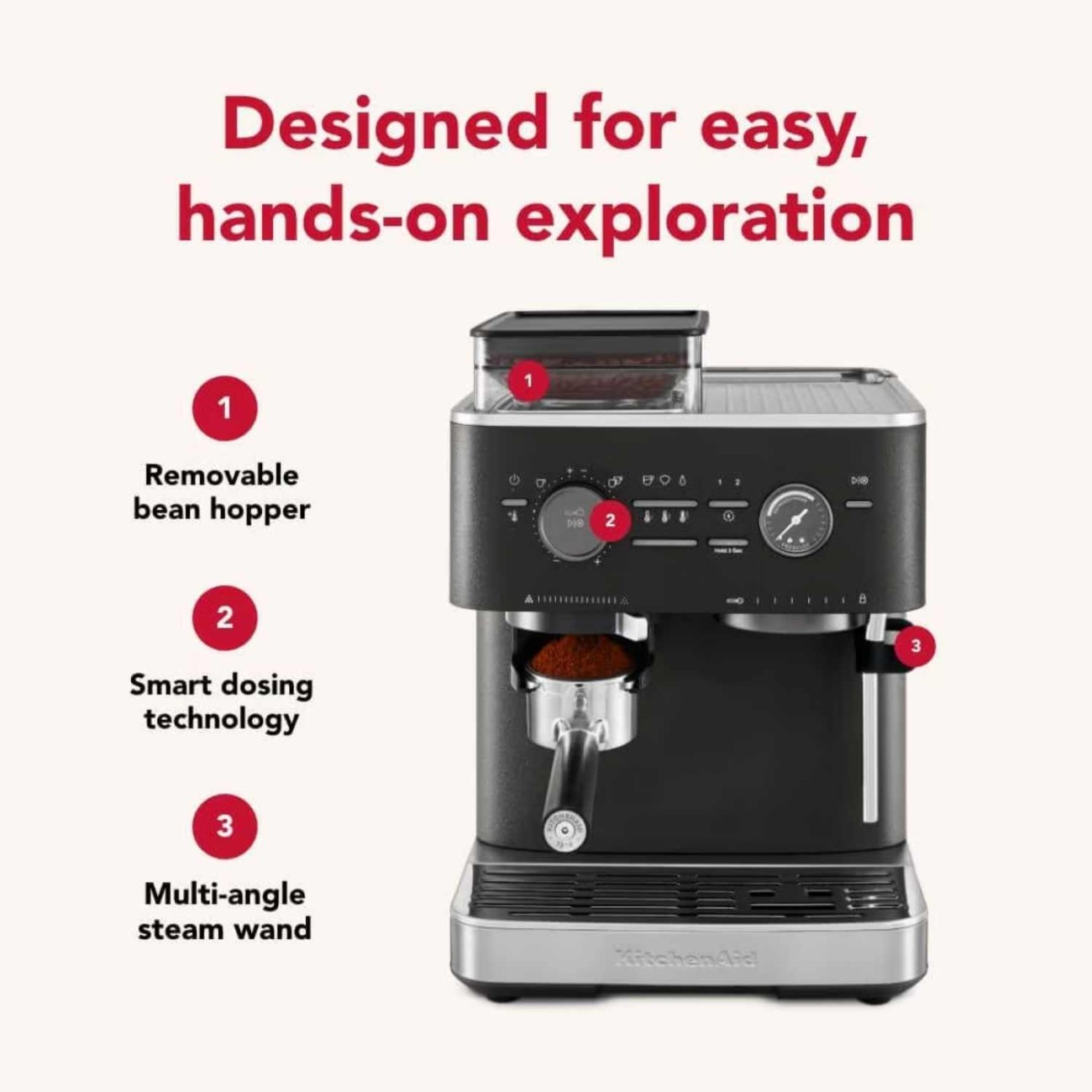KitchenAid Μηχανή εσπρέσσο με μύλο άλεσης ημιαυτόματη Cast Iron Black 