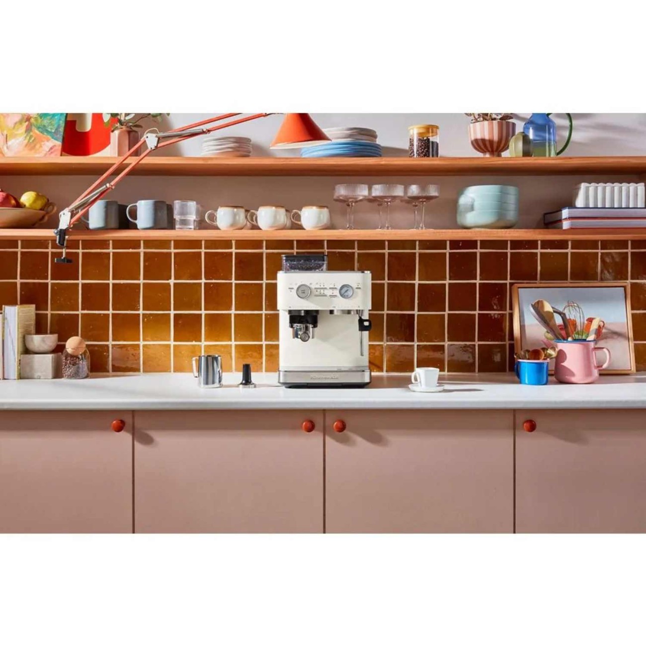 KitchenAid Μηχανή εσπρέσσο με μύλο άλεσης ημιαυτόματη Porcelain White Αυτόματες Καφετιέρες