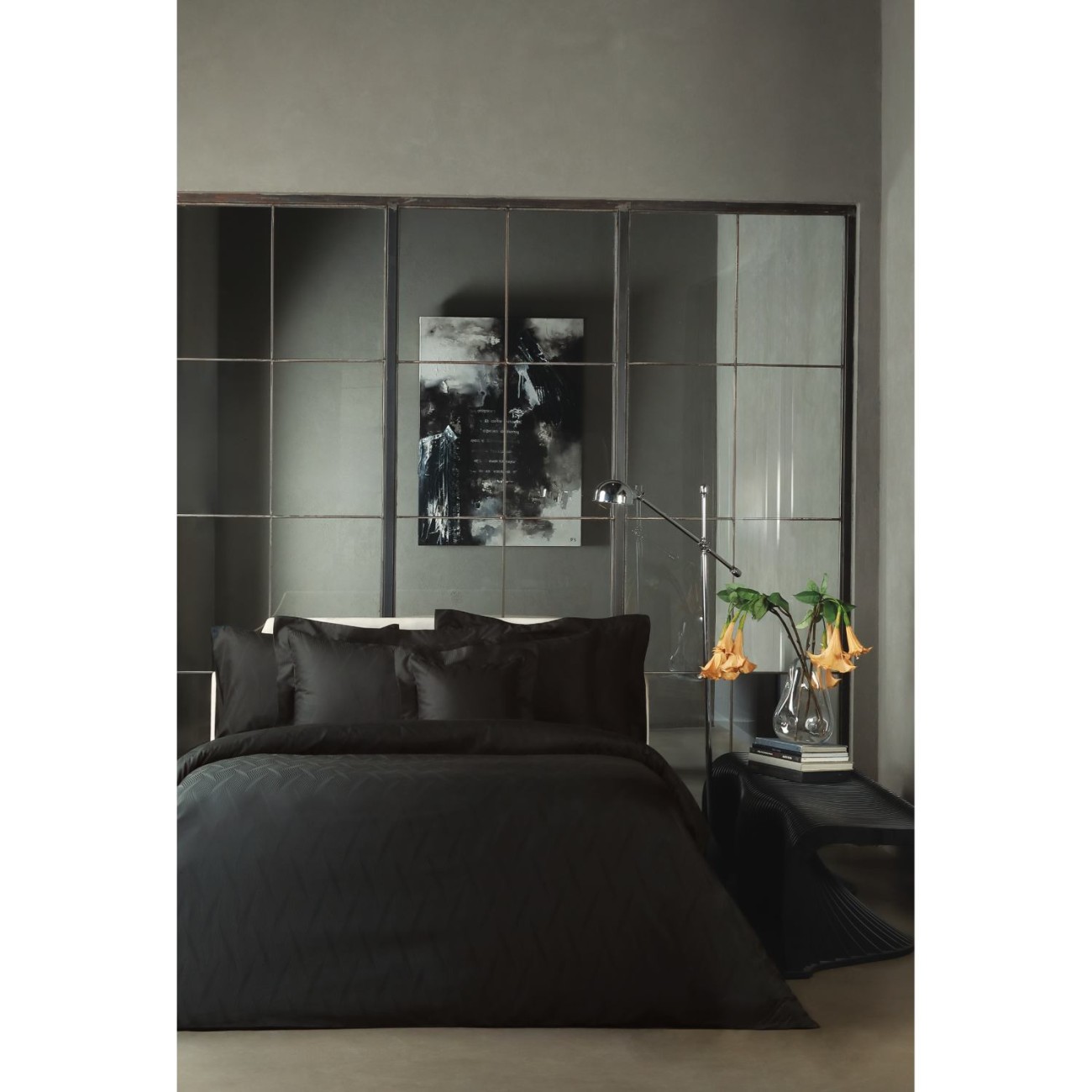 Valeron Σετ σεντόνια 240x260εκ/270x290εκ. & 2 μαξιλαροθήκες μαύρο σειρά Nocturnal Σεντόνια