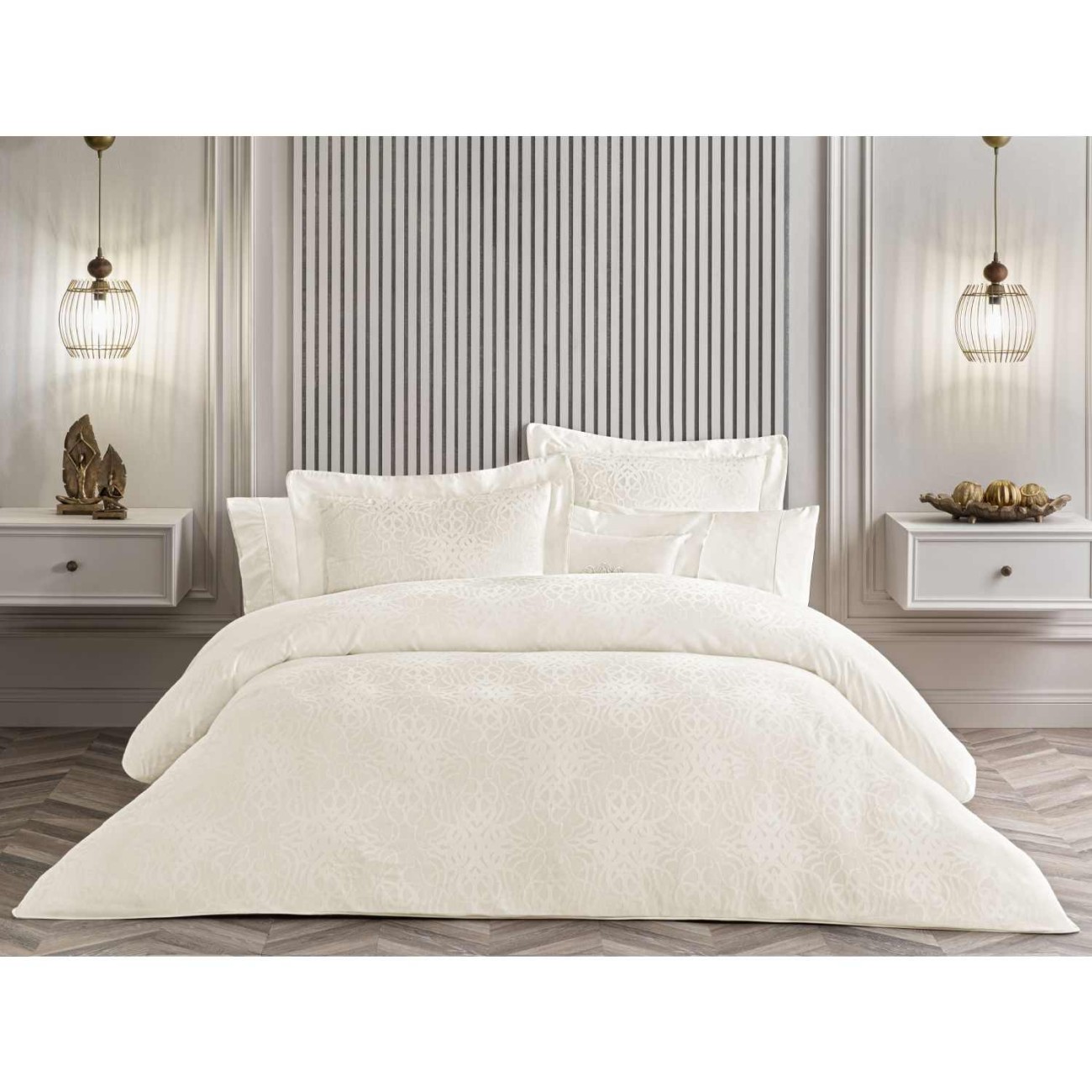 Valeron Σετ σεντόνια 240x260εκ/270x290εκ. & 2 μαξιλαροθήκες εκρού σειρά Valois Σεντόνια