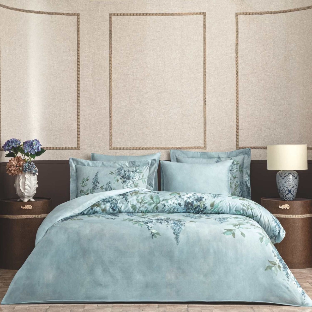 Valeron Σετ σεντόνια 240x260εκ./270x290εκ. & 2 μαξιλαροθήκες μπλε σειρά Jovoy Σεντόνια