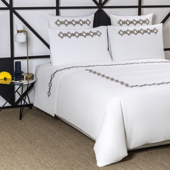 Frette Μαξιλαροθήκη 51Χ71εκ. χρώμα nero/teak, 100% βαμβακοσατέν σειρά Twist Embroidery
