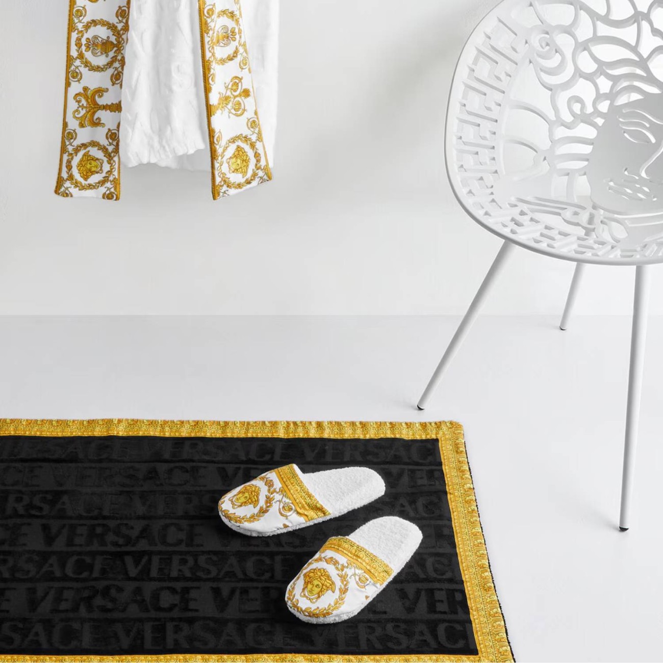 Versace Χαλάκι μπάνιου μαύρο 80x60cm σειρά I Heart Baroque Πατάκια Μπάνιου