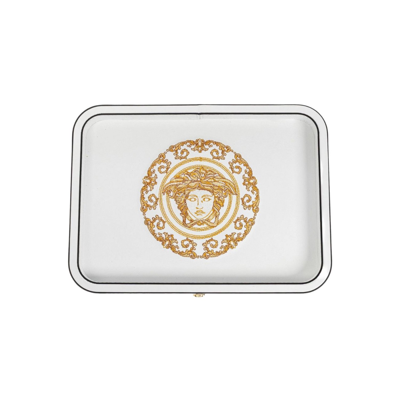 Versace Δίσκος δερμάτινος λευκός/χρυσός 24x17,5cm σειρά Medusa Gala by Rosenthal/Versace