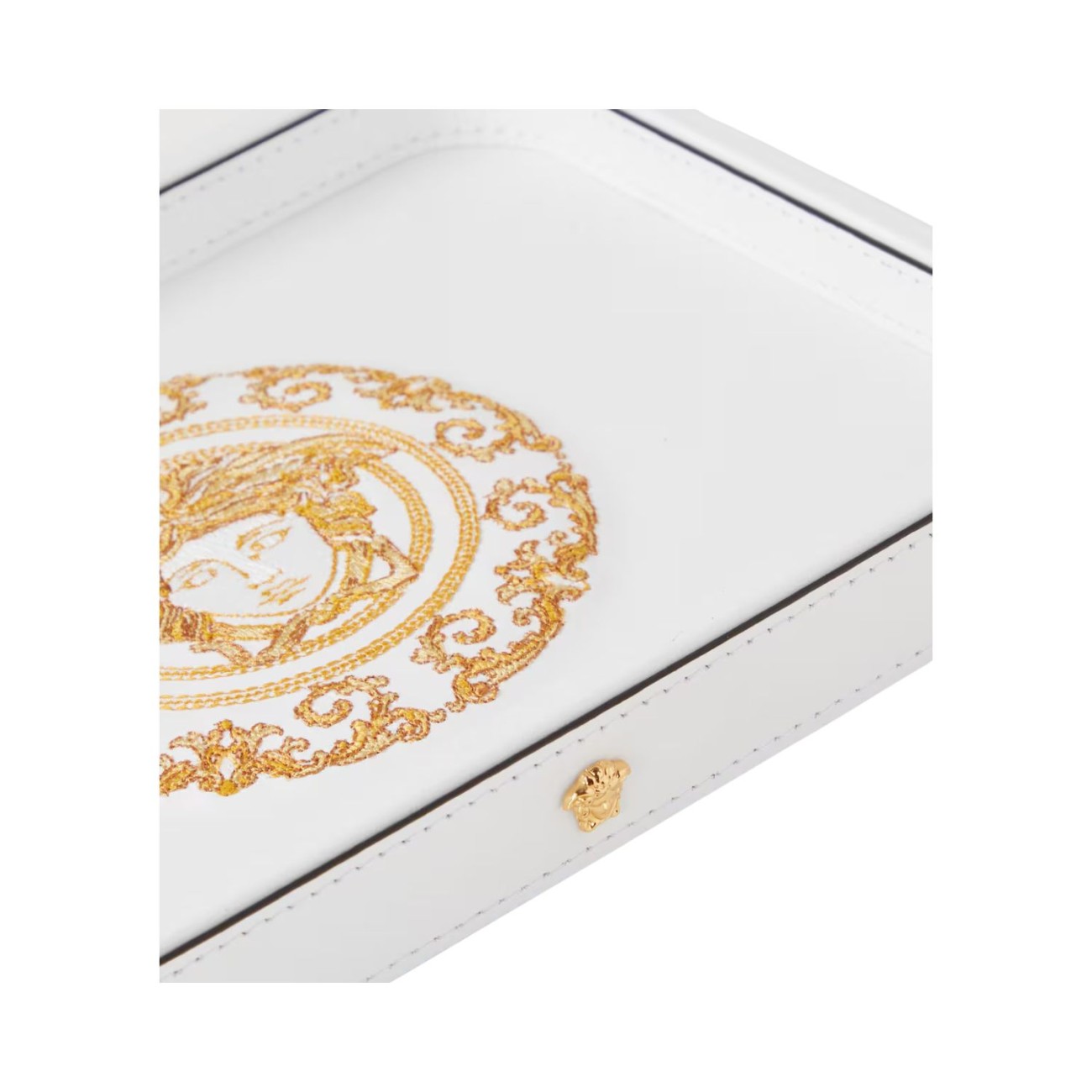 Versace Δίσκος δερμάτινος λευκός/χρυσός 24x17,5cm σειρά Medusa Gala by Rosenthal/Versace