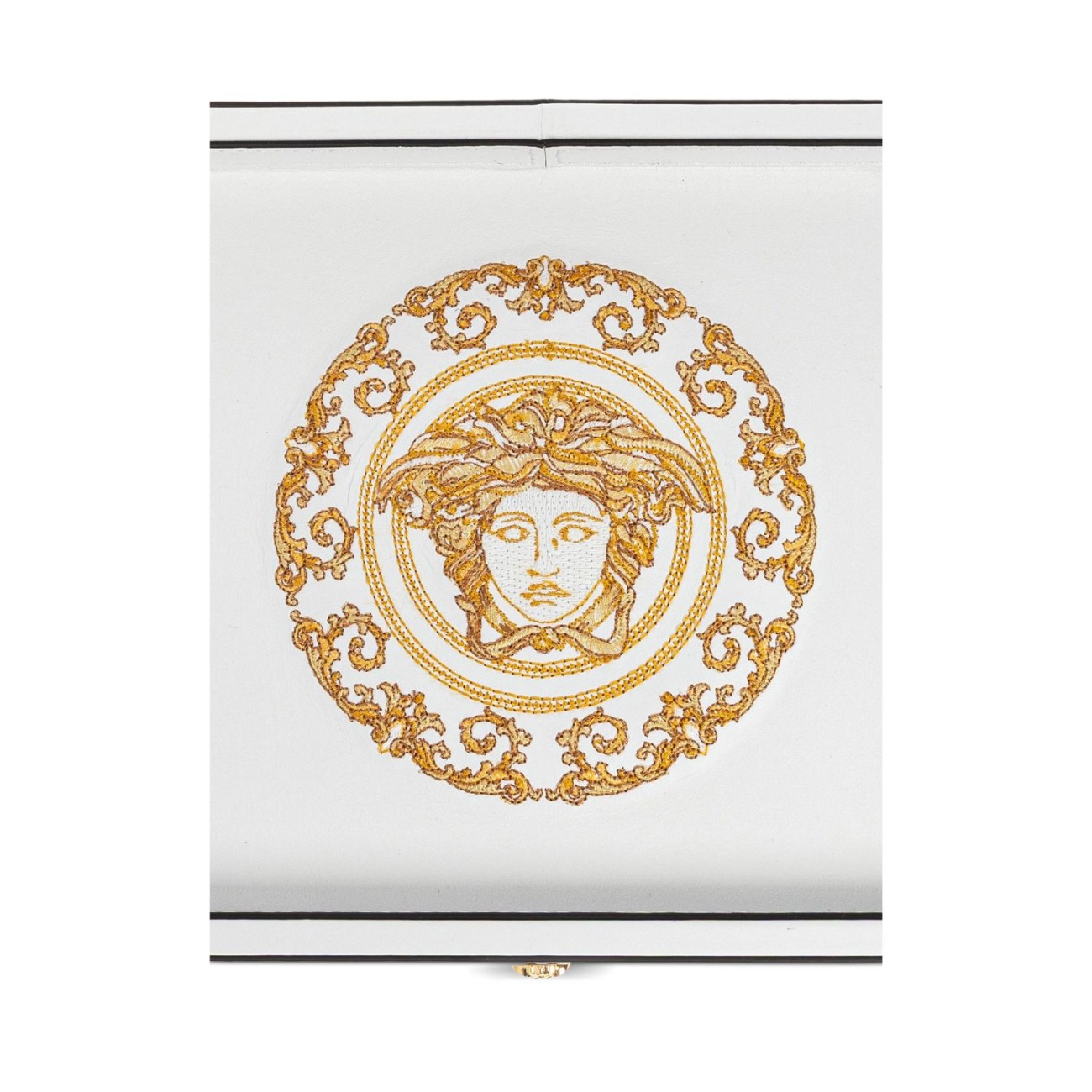 Versace Δίσκος δερμάτινος λευκός/χρυσός 24x17,5cm σειρά Medusa Gala by Rosenthal/Versace