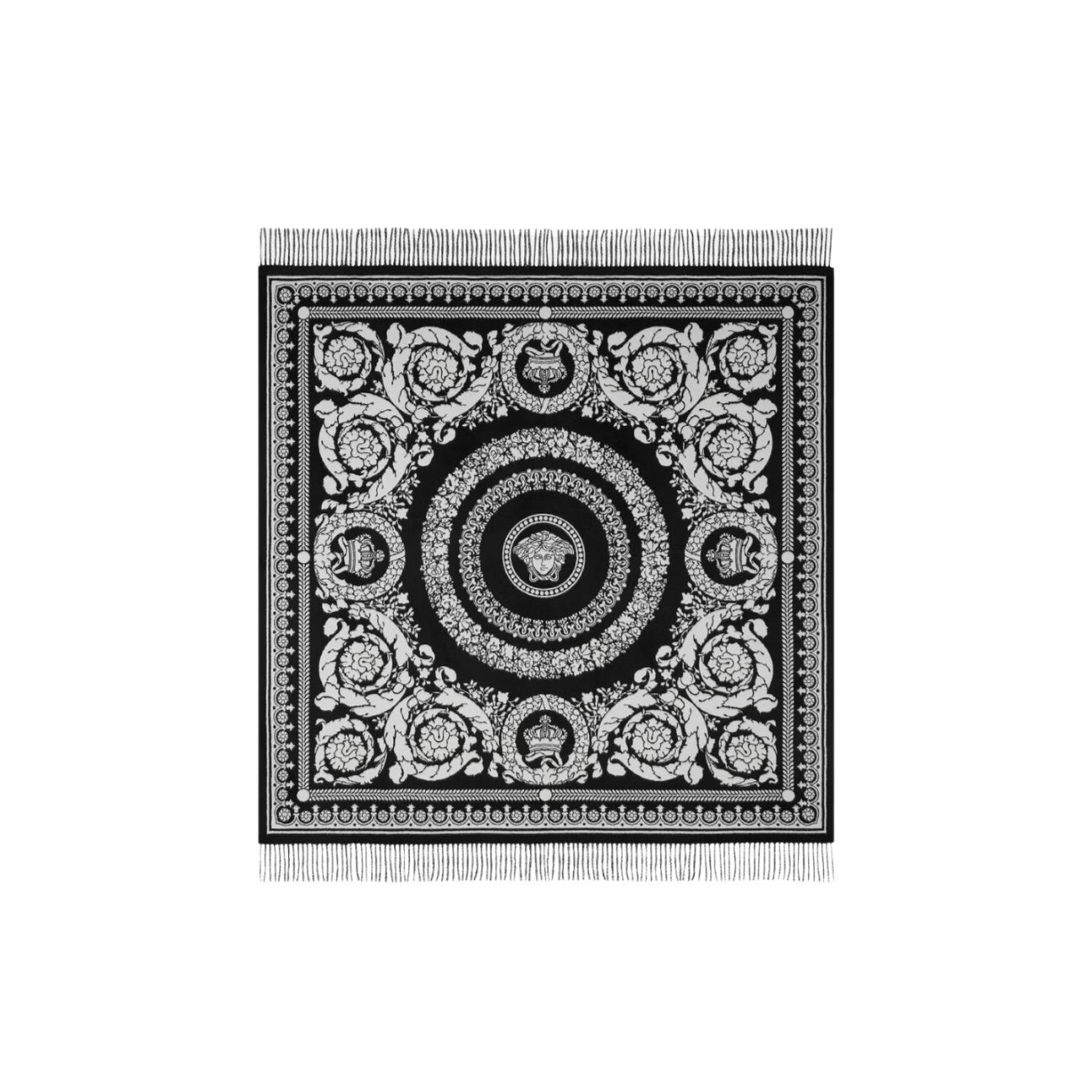 Versace Ριχτάρι 140x140cm λευκό/μαύρο σειρά Crete de Fleur Παπλώματα