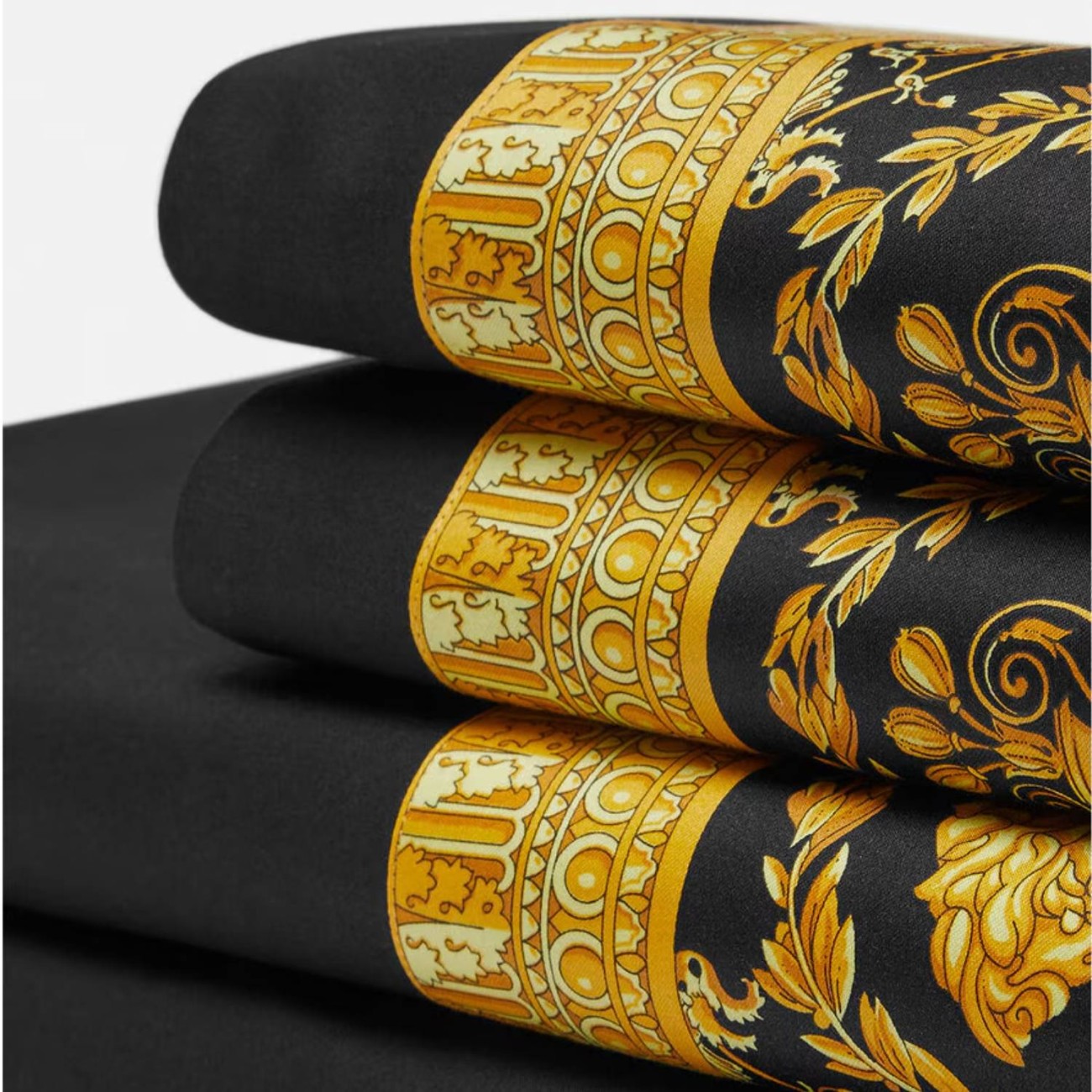 Versace Σετ σεντόνια 280x290cm/200x205cm & 2 μαξ/κες 53x94cm μαύρο/χρυσό σειρά I Heart Baroque Σεντόνια