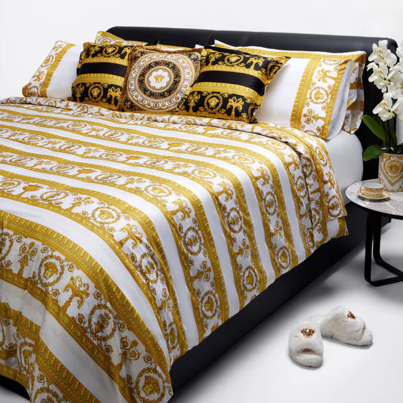 Versace Σετ σεντόνια 280x290cm/200x205cm & 2 μαξ/κες 53x94cm λευκό/χρυσό σειρά I Heart Baroque Σεντόνια