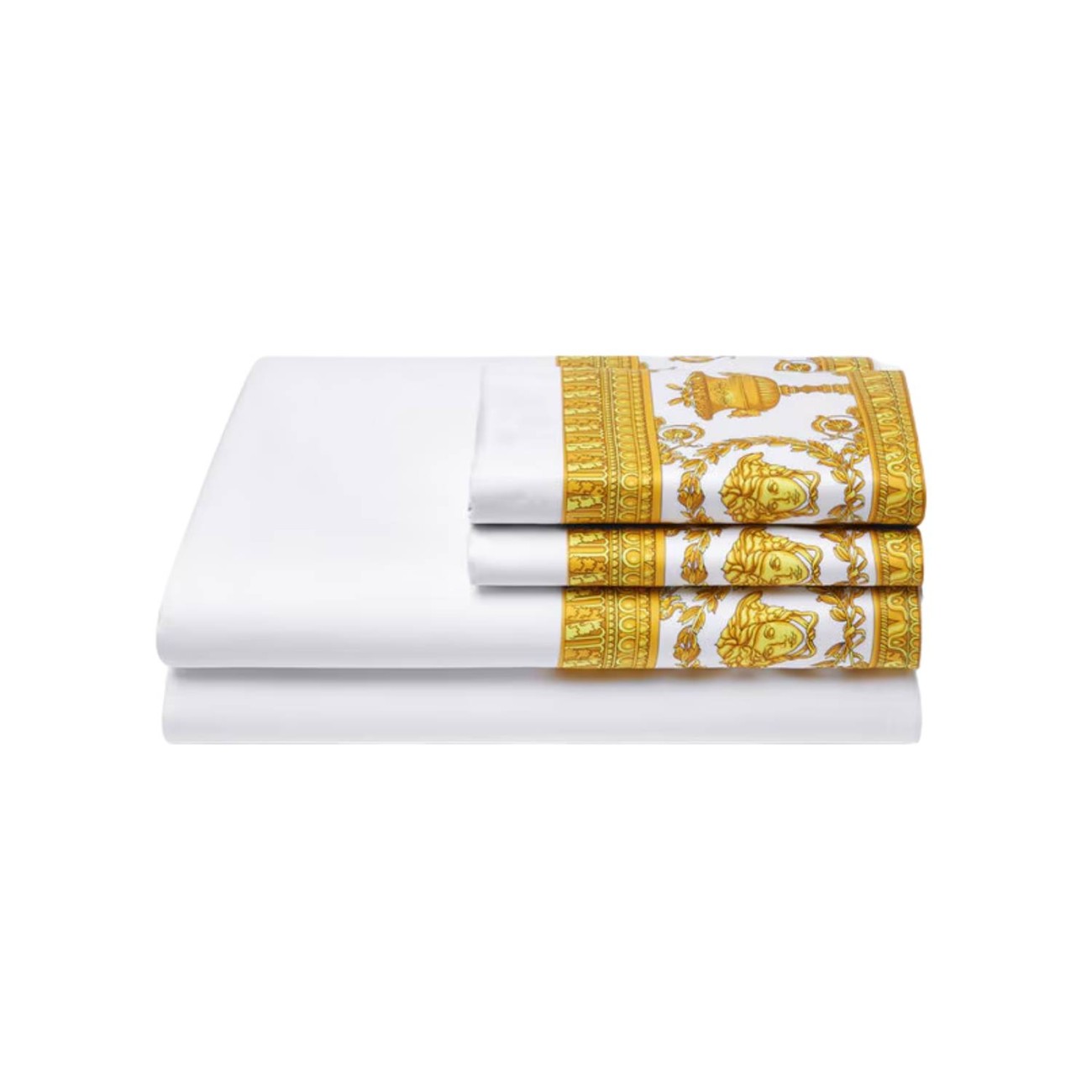 Versace Σετ σεντόνια 280x290cm/200x205cm & 2 μαξ/κες 53x94cm λευκό/χρυσό σειρά I Heart Baroque Σεντόνια