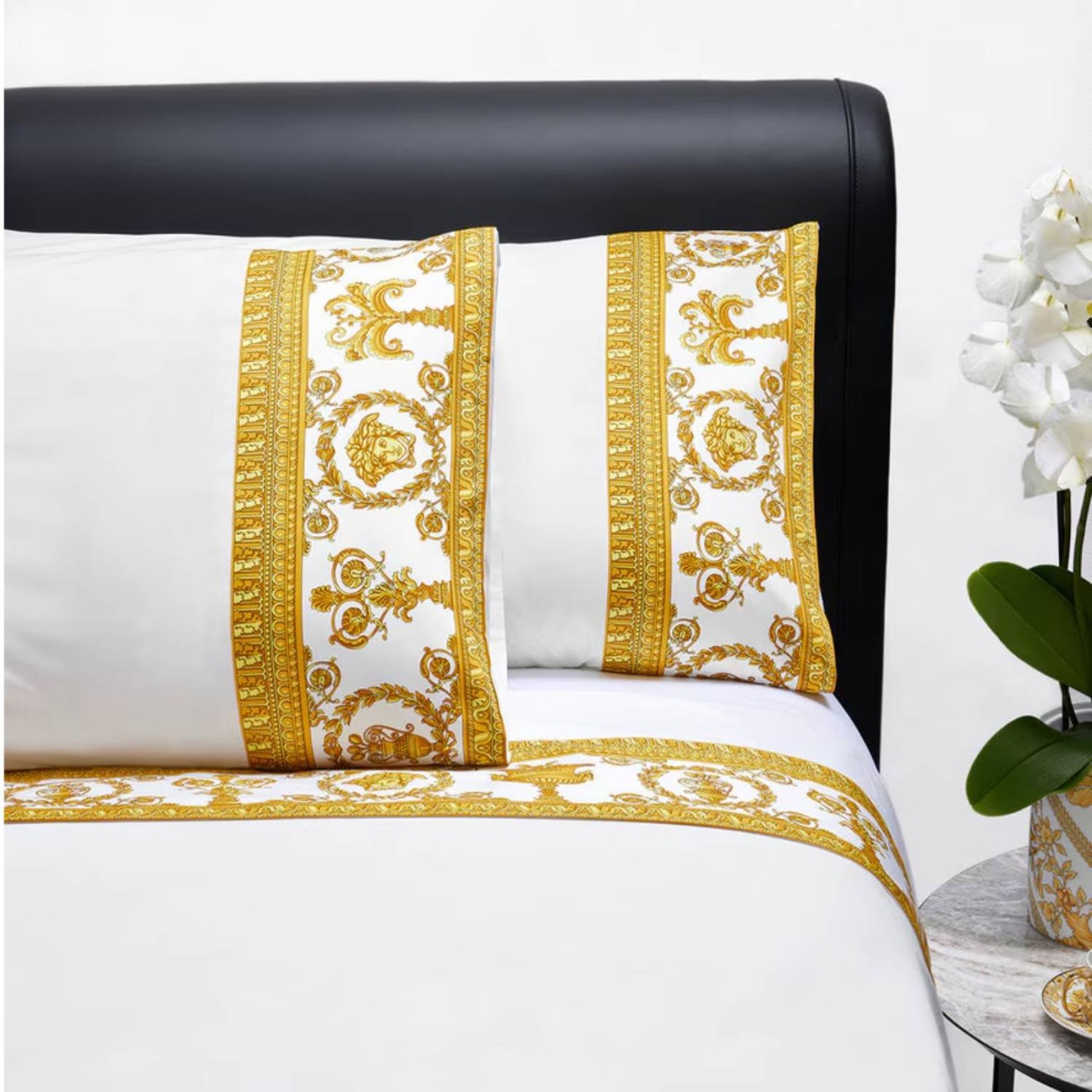 Versace Σετ σεντόνια 280x290cm/200x205cm & 2 μαξ/κες 53x94cm λευκό/χρυσό σειρά I Heart Baroque Σεντόνια