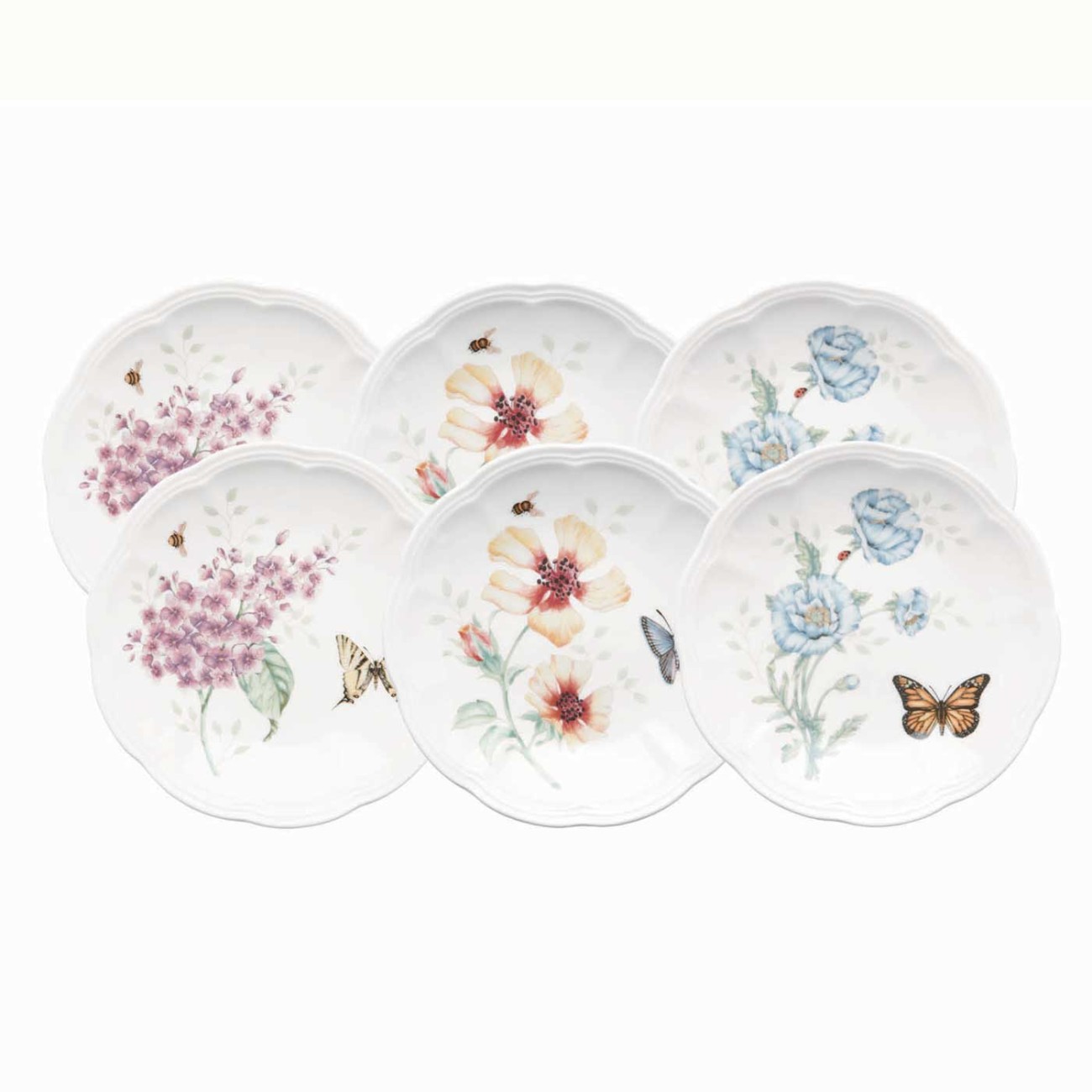 Lenox Σετ 6 τεμαχίων πιάτα party 15,2cm σειρά Butterfly Meadow Butterfly Meadow by Lenox