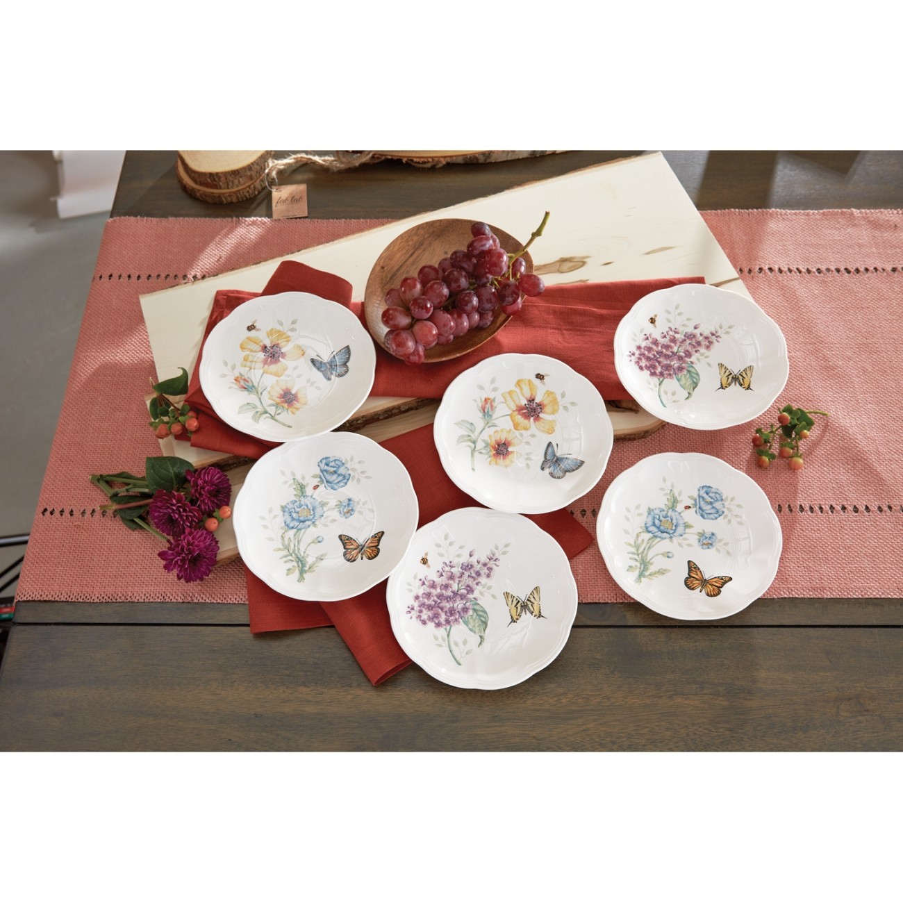 Lenox Σετ 6 τεμαχίων πιάτα party 15,2cm σειρά Butterfly Meadow Butterfly Meadow by Lenox