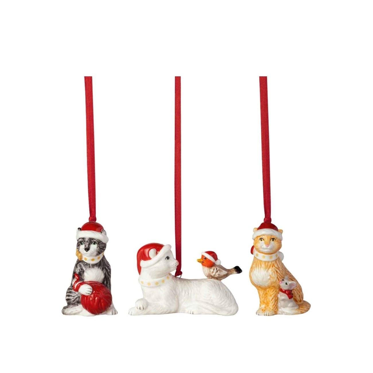 Villeroy & Boch Στολίδι πορσελάνινο σετ 3 τεμ. Cats σειρά Nostalgic Ornaments Χριστουγεννιάτικα