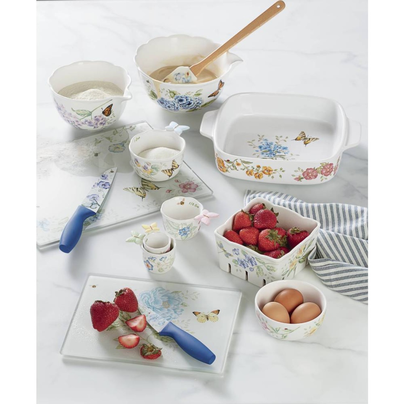Lenox Βάση κοπής & δίσκος 20,32 x 25.4 x 1.27εκ Butterfly Meadow Μαχαίρια Κουζίνας & Βάσεις κοπής