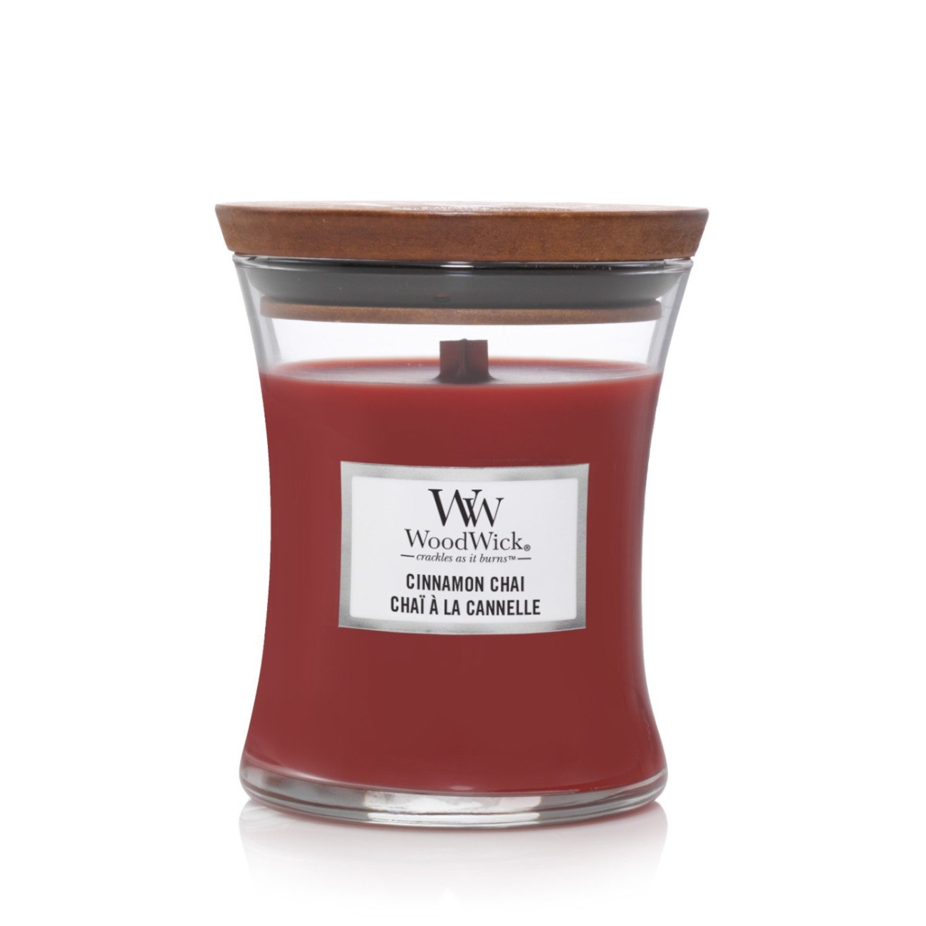 WoodWick Αρωματικό Κερί σε Γυάλινο Δοχείο Medium σειρά Cinnamon Chai Γυάλινα δοχεία Woodwick