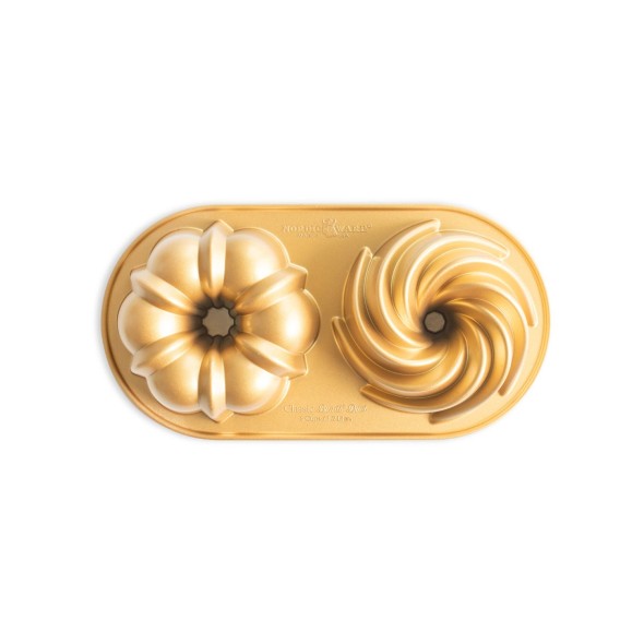 Nordic Ware Φόρμα για κέικ με τρύπα διπλή 32x17x6,6εκ. σειρά Premier Gold Nordic Ware Φόρμα για κέικ με τρύπα διπλή 32x17x6,6εκ. σειρά Premier Gold