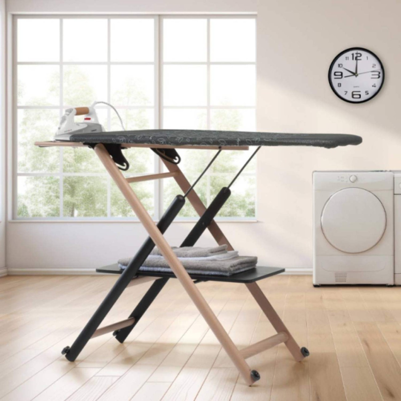 Foppapedretti Σιδερώστρα123x50cm Black & Natural σειρά Assai 4.0 Σιδερώστρες