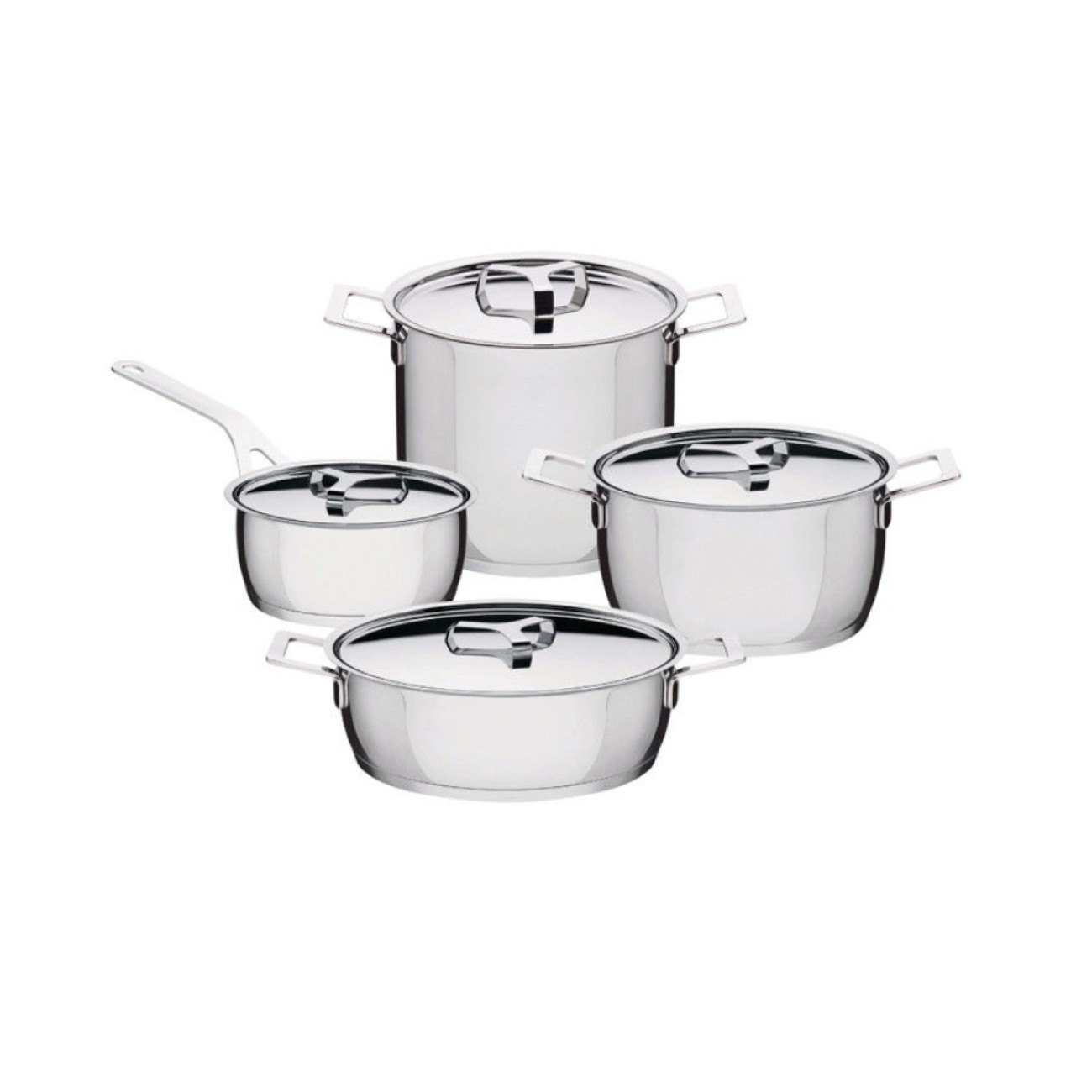 Alessi Σετ 4 τεμ. Σκεύη S/steel σειρά Pots & Pans Σετ Μαγειρικά Σκεύη