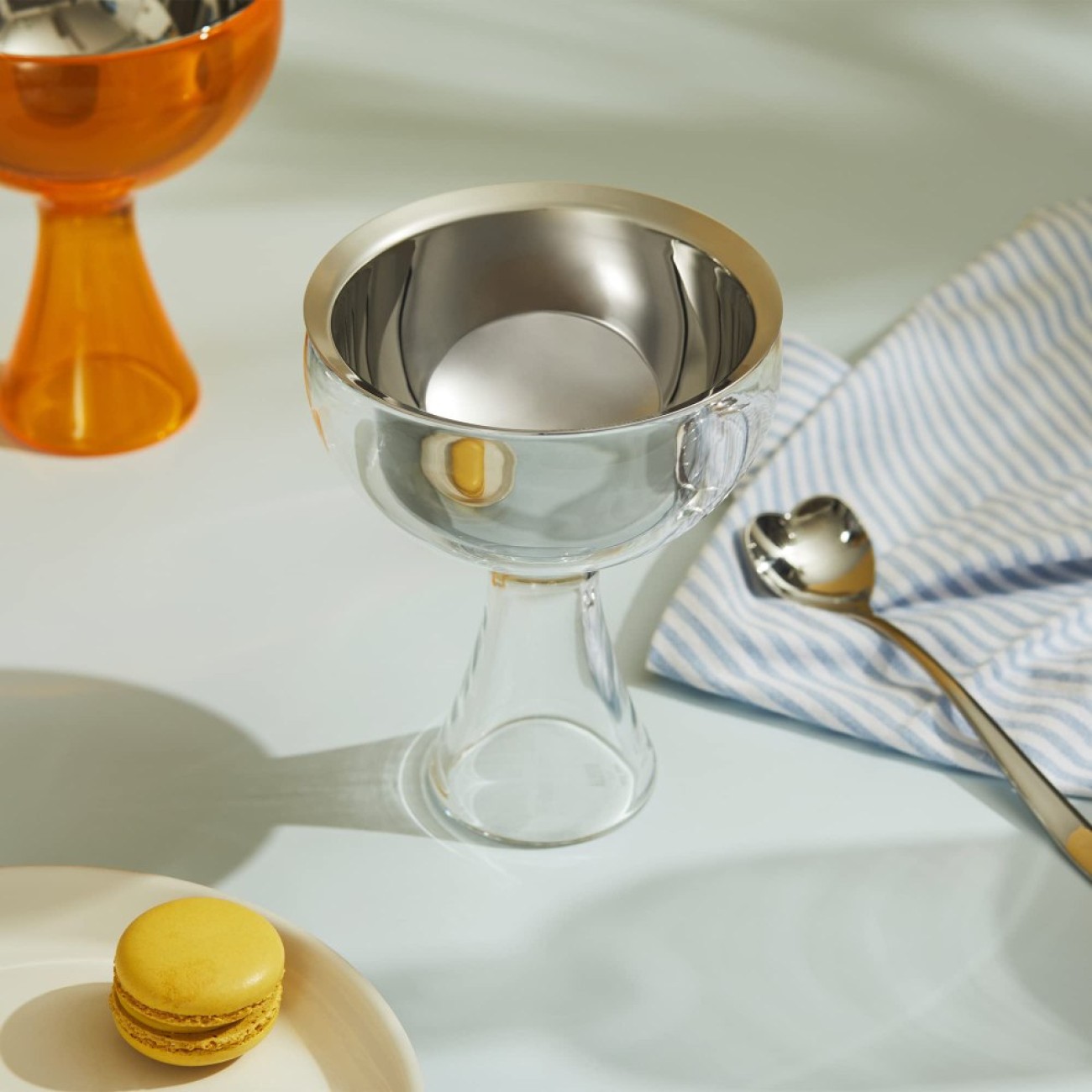 Alessi Μπολ παγωτού 250 ml. ασημένιο με κουτάλι ανοξείδωτο σειρά Big Love Μπολ/ Σουπιέρες